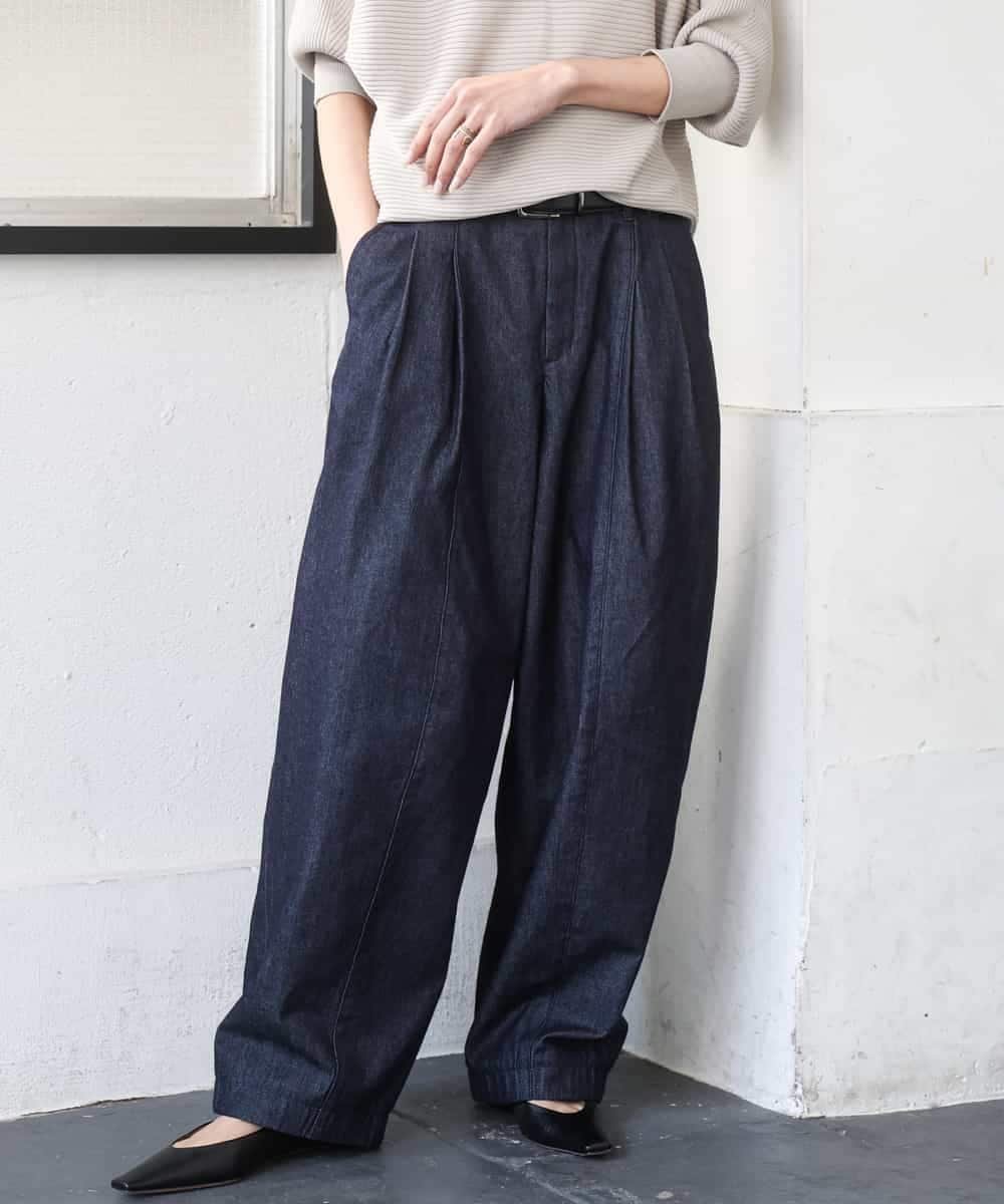 MICHEL KLEIN [セットアップ対応]デニムバレルパンツ ミッシェルクラン パンツ その他のパンツ ネイビー