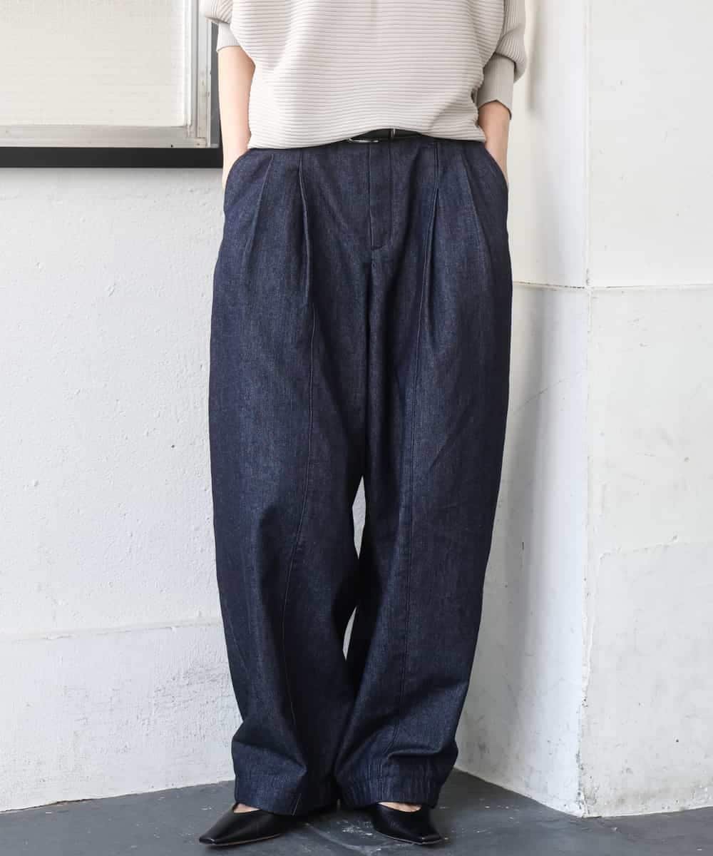 MICHEL KLEIN [セットアップ対応]デニムバレルパンツ ミッシェルクラン パンツ その他のパンツ ネイビー