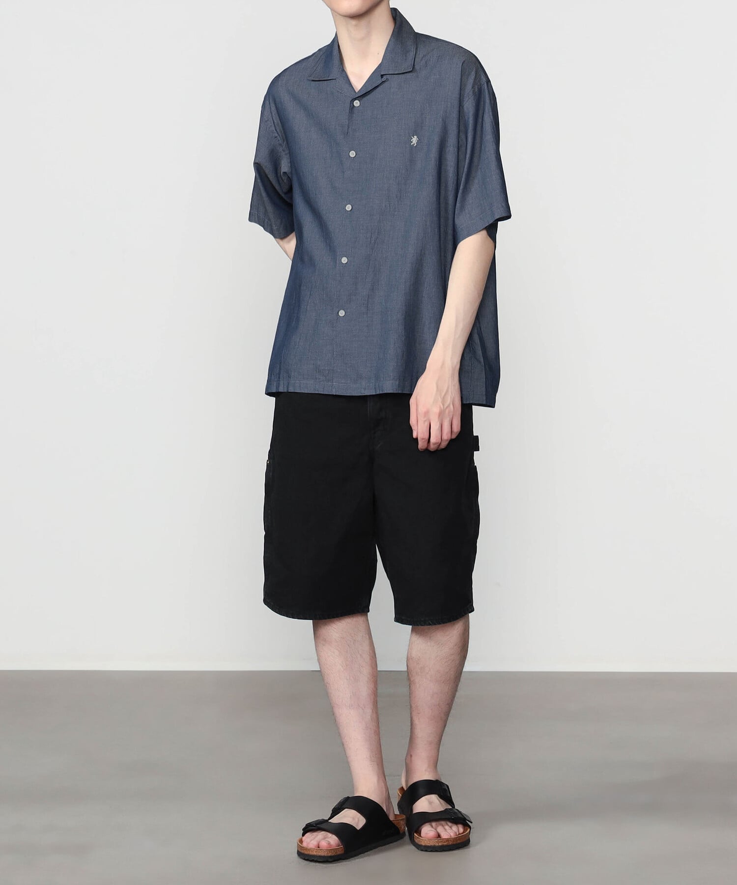 Bshop Gymphlex ｜ シアーインディゴ 半袖オープンカラーシャツ MEN ビショップ トップス シャツ・ブラウス ネイビー