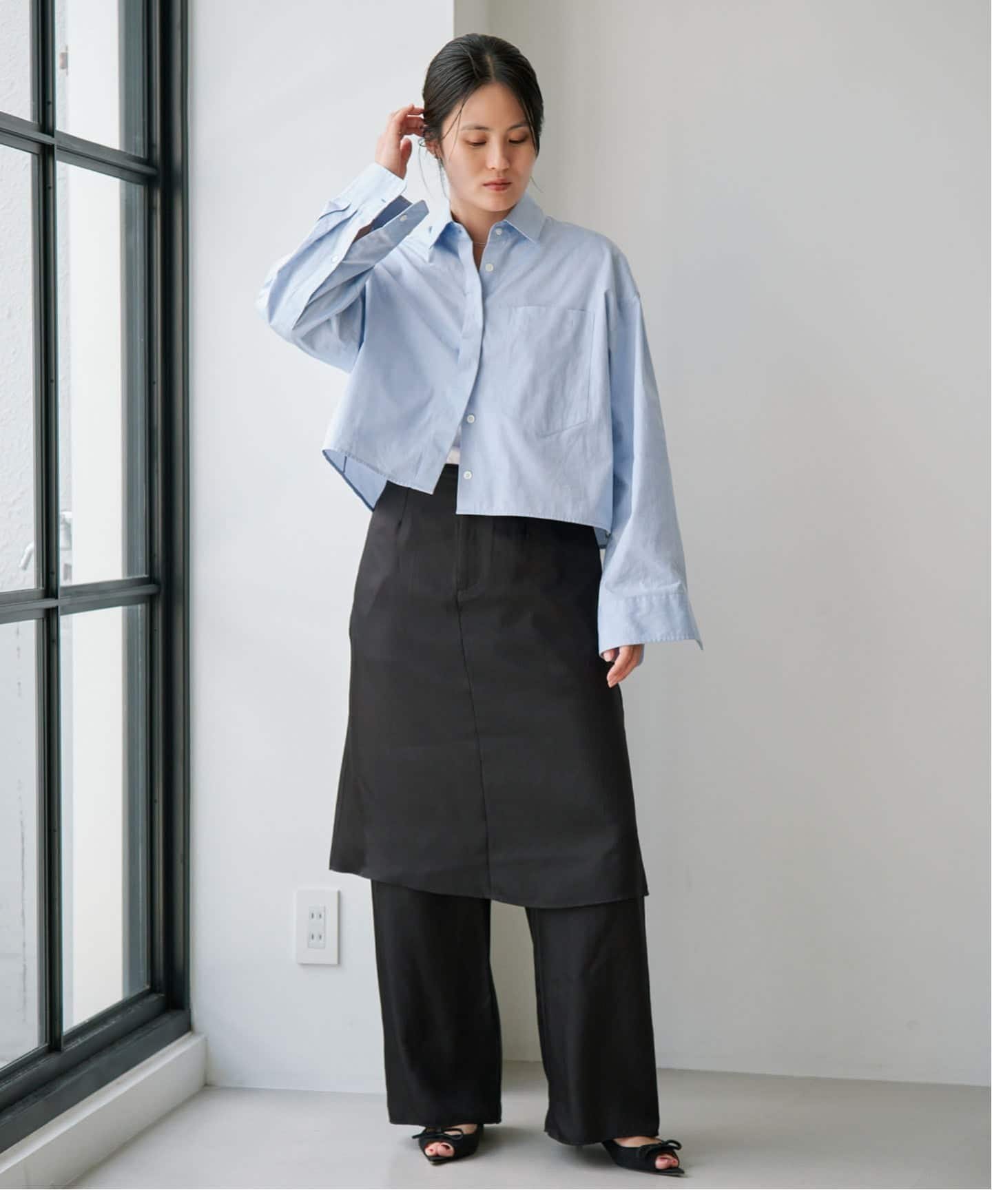 IENA レイヤースカートセットイージーパンツ イエナ パンツ その他のパンツ ブラック グレー