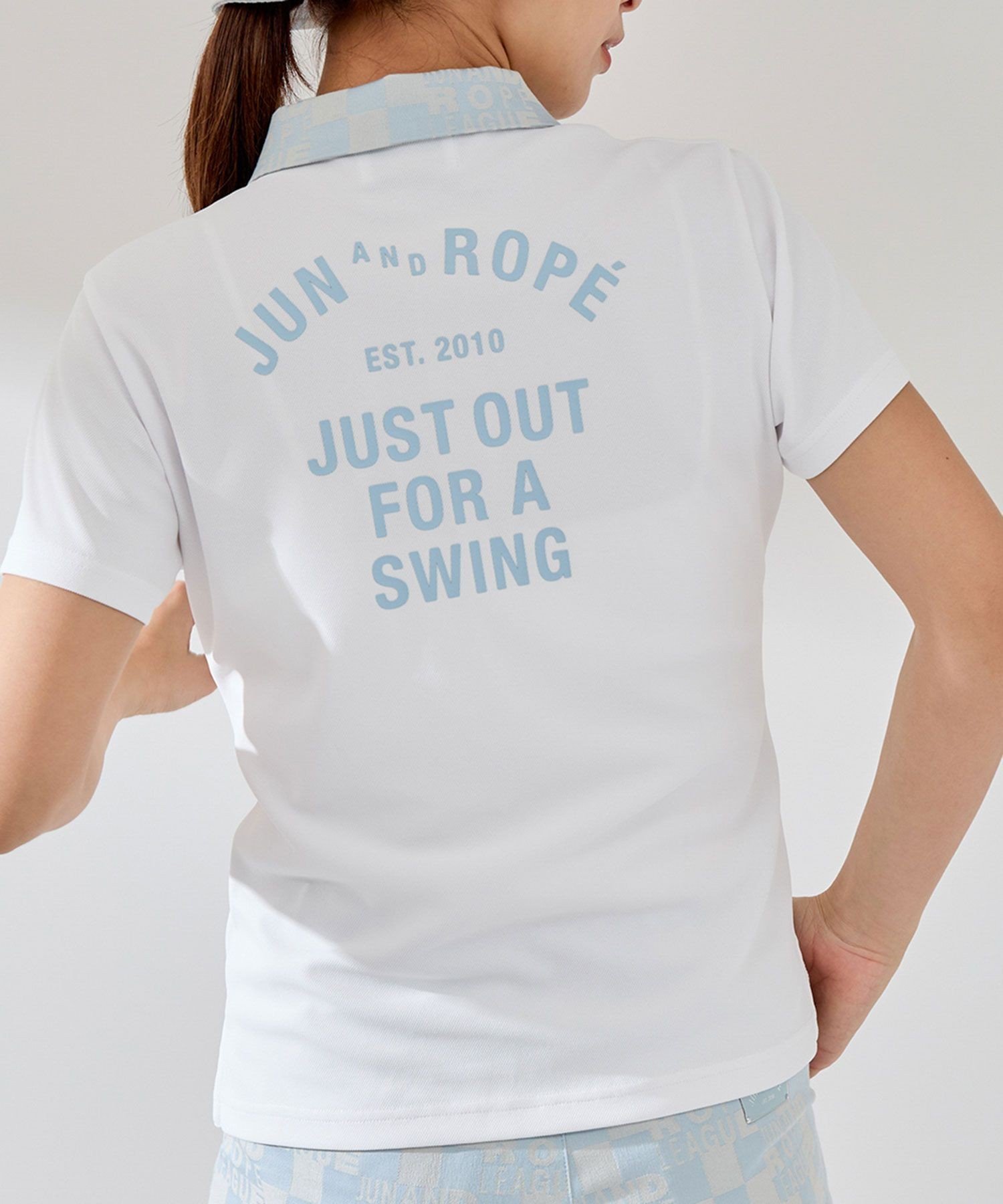 【SALE/10%OFF】JUN&ROPE' 【UV】【吸水速乾】チェッカーボード衿バックプリント半袖ポロ ジュンアンドロペ トップス ポロシャツ イエロー ブ...