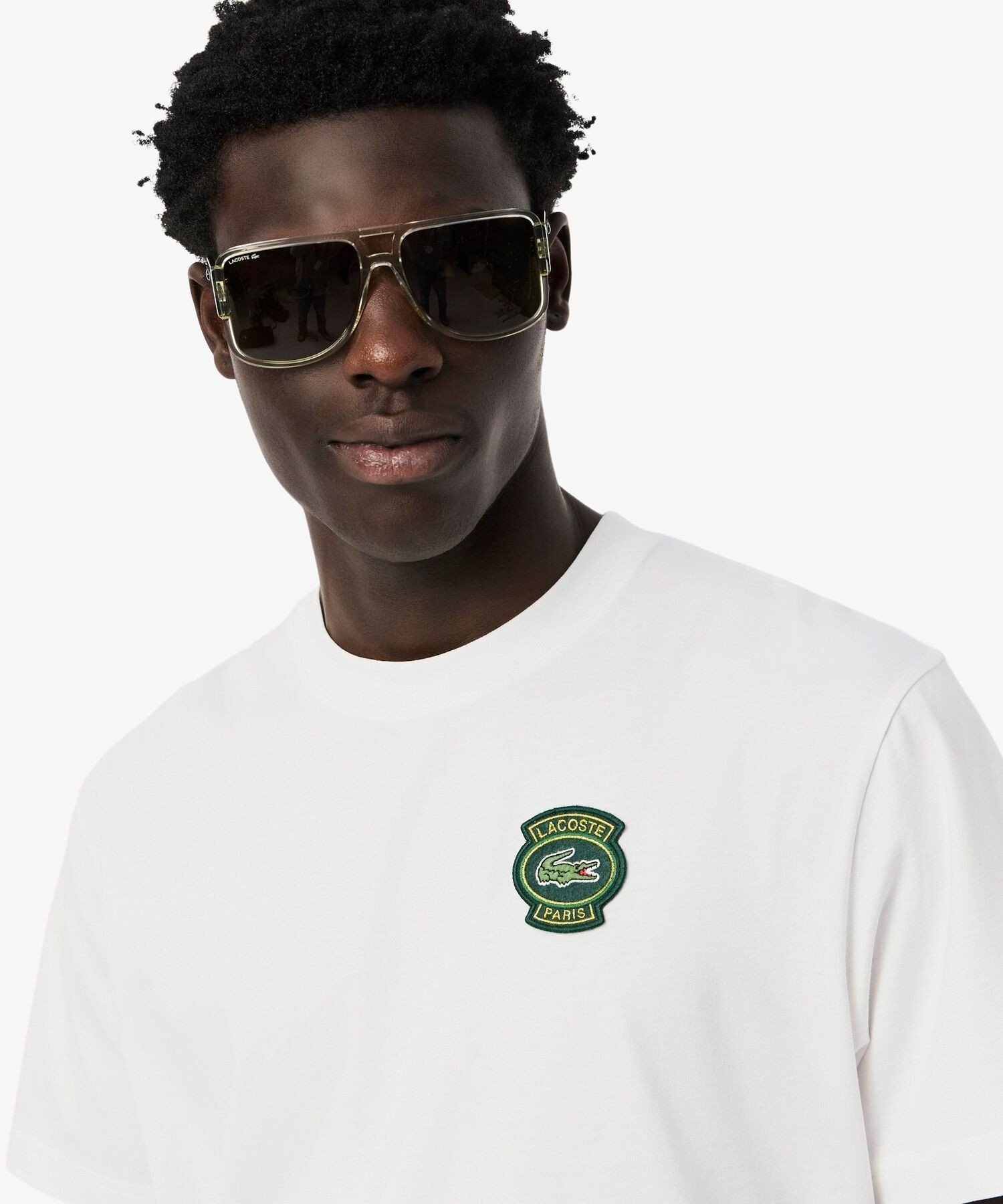 【SALE／20%OFF】LACOSTE 【EC only】ラコステパリワッペンTシャツ ラコステ トップス カットソー・Tシャツ ホワイト【送料無料】