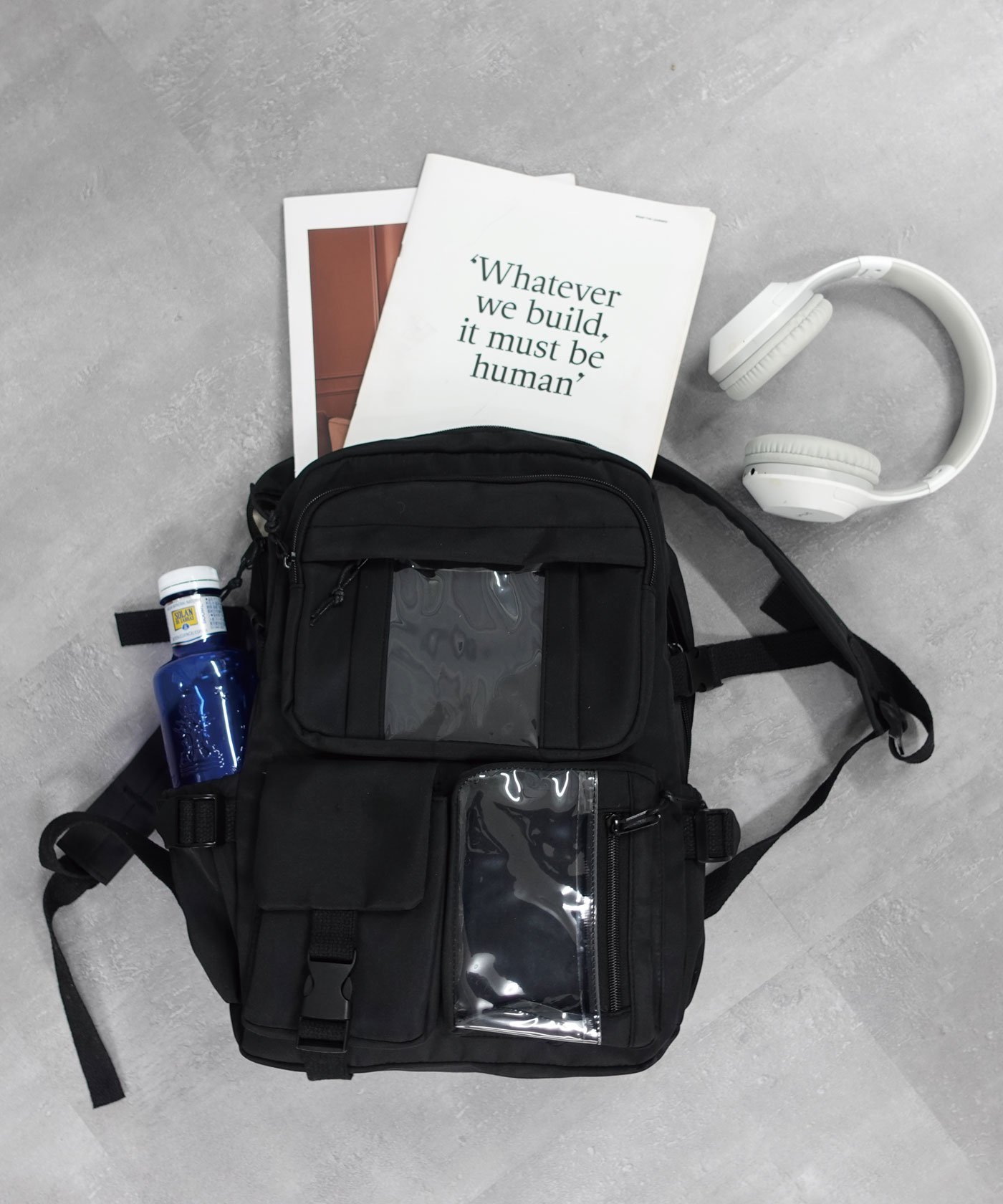 Lots of Love 【2color】クリアポケットナイロンバックパック コーナーズ バッグ リュック・バックパック ブラック ホワイト【送料無料】