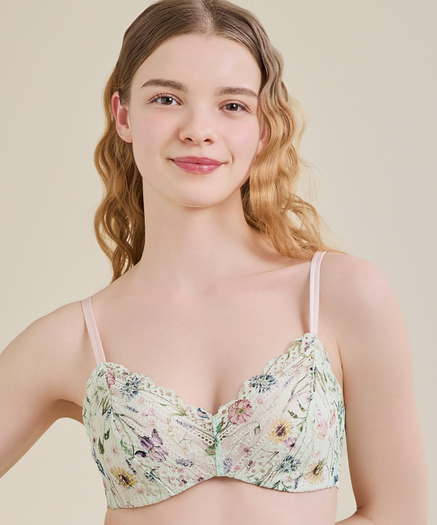 une nana cool [Renewal] 364 Bra Lace MADE WITH LIBERTY FABRIC une nana cool Innerwear/Loungewear Bra Black Beige Green [Free Shipping]
