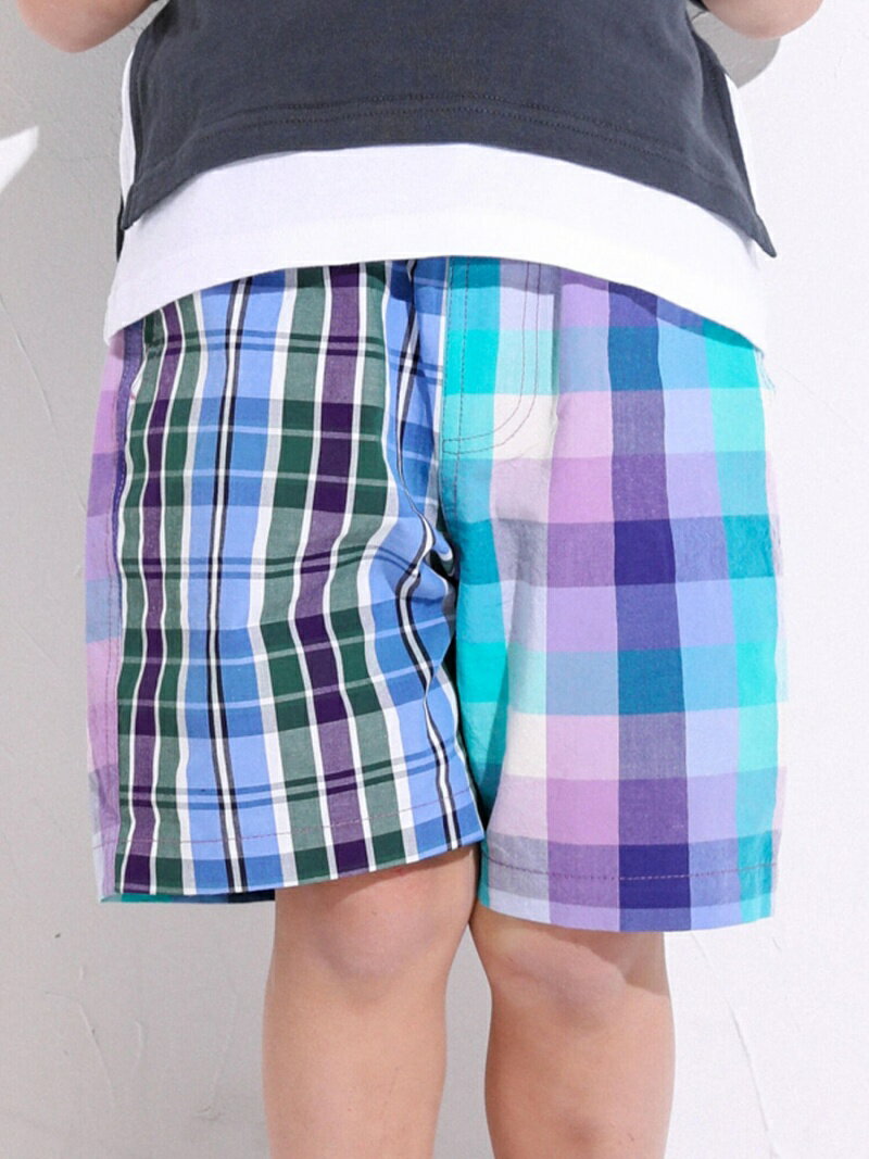 SLAP SLIP 先染め チェック ガーゼ ハーフ パンツ (80~130cm) ベベ オンライン ストア パンツ その他のパンツ パープル レッドのサムネイル