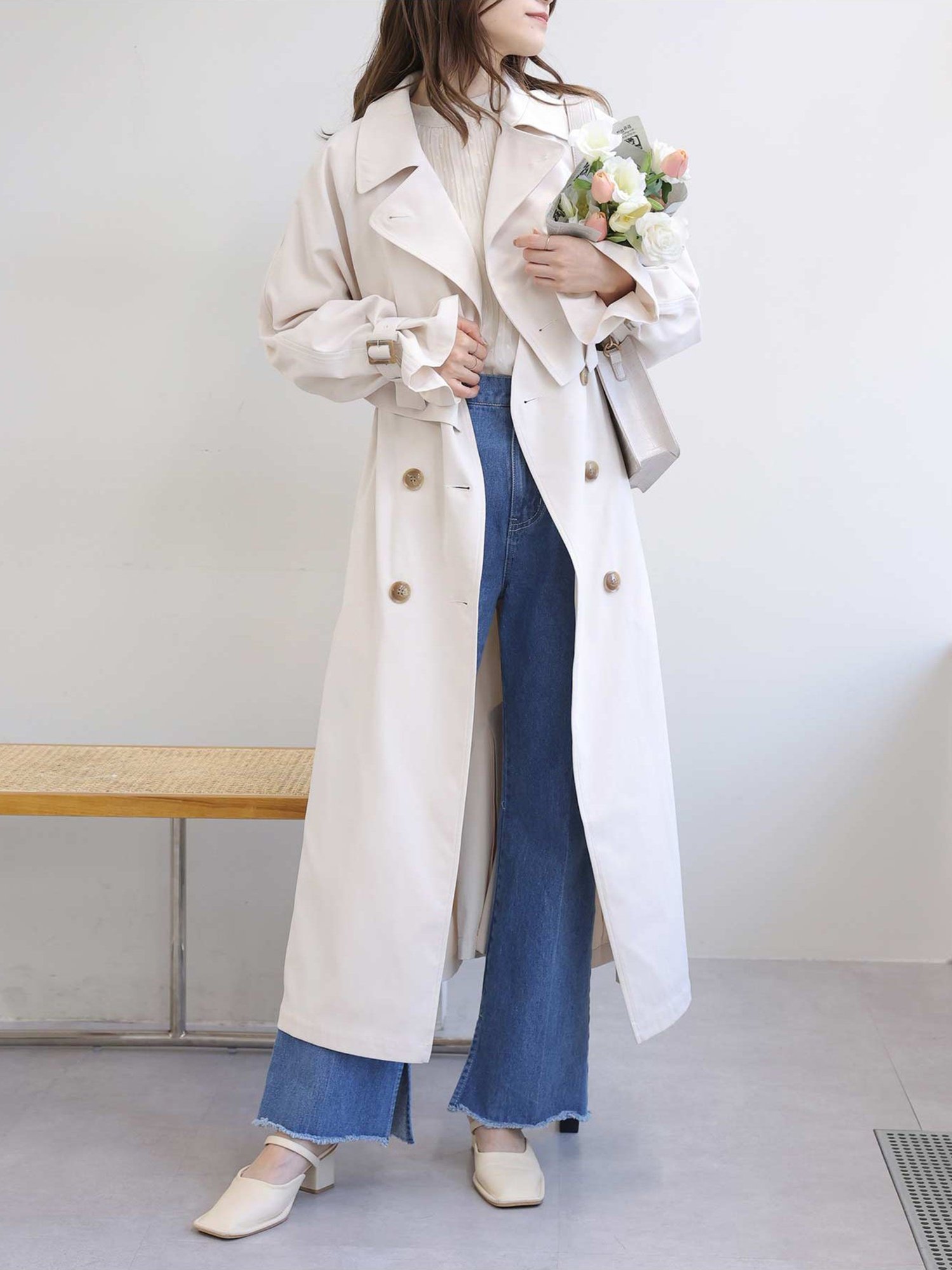 【SALE／60%OFF】one after another NICE CLAUP サイズ展開あり/マルチウェイトレンチコート ワンアフターアナザー ナイスクラップ ジャケット・アウター トレンチコート ホワイト ベージュ ピンク【送料無料】のサムネイル