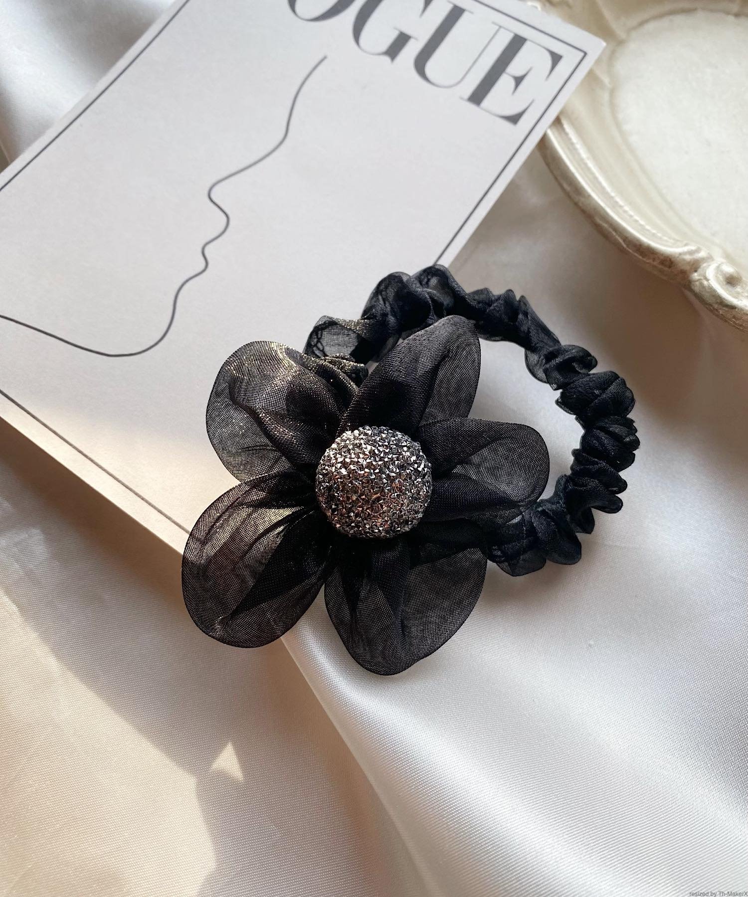 【SALE／30%OFF】pur chouchou pur chouchou/(W)シアーフラワーヘアゴム ミニョントレフル ルームヨンマルサンセレクティッド ヘアアクセサリー ヘアゴム ベージュ ブラック
