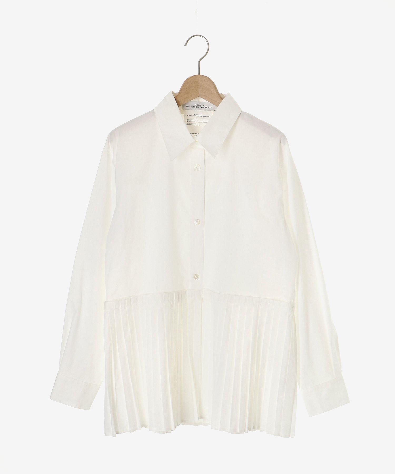 le.coeur blanc ＜手洗い可能＞MAISON MAVERICK プリーツ2wayシャツ ルクールブラン トップス シャツ・ブラウス ブルー ホワイト