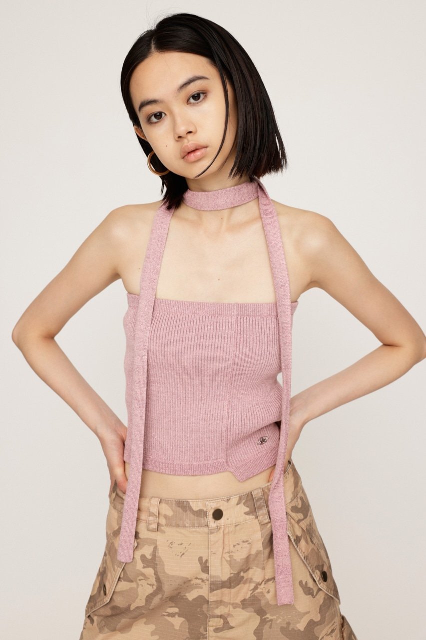 【SALE/20%OFF】SLY TIE SET BARE KNIT トップス スライ トップス ベアトップ グレー ピンク【送料無料】