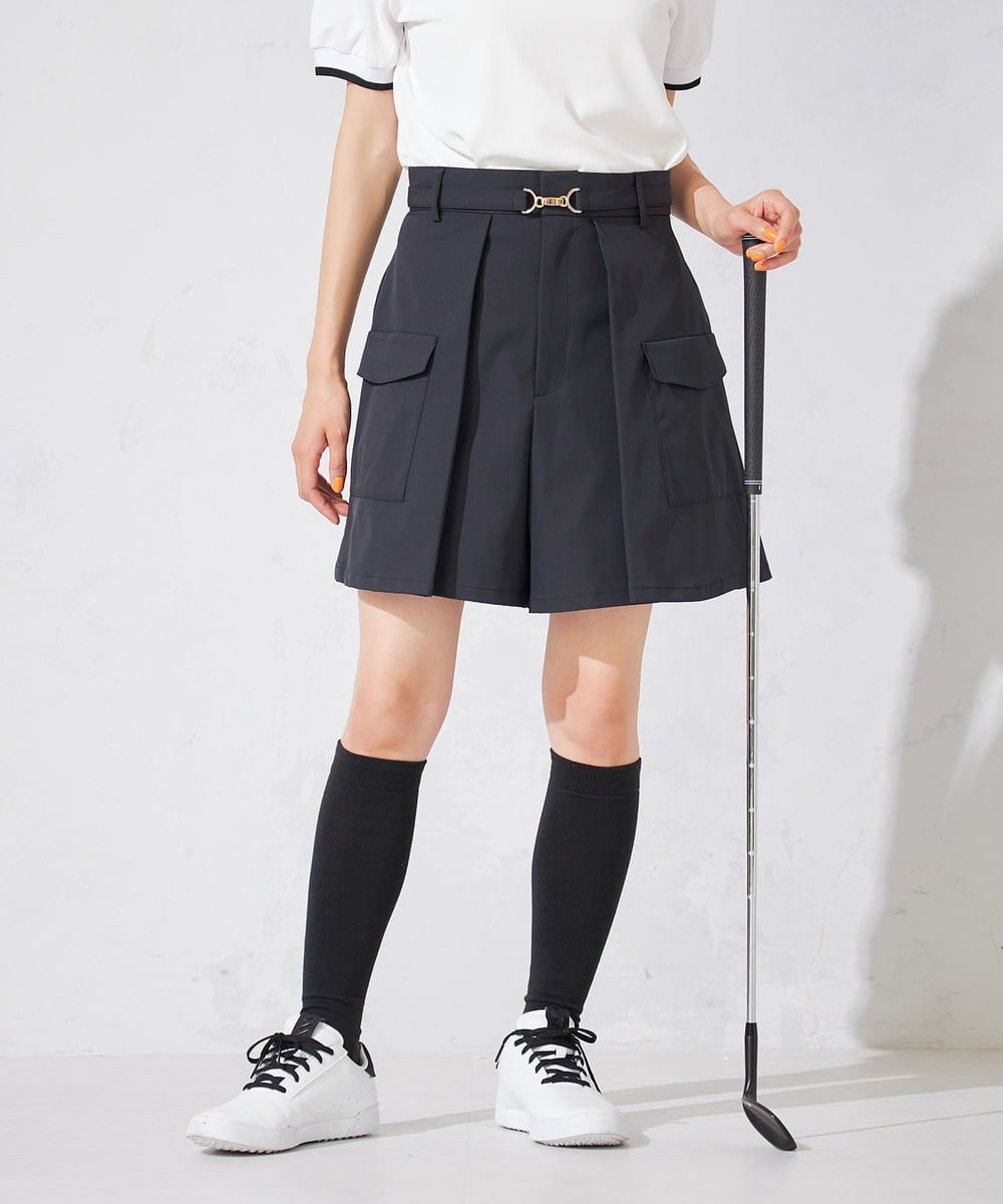 レディースゴルフウエア/カーゴキュロットパンツ(ベルト2点SET) アー・ヴェ・ヴェ パンツ その他のパンツ ブラック グレー