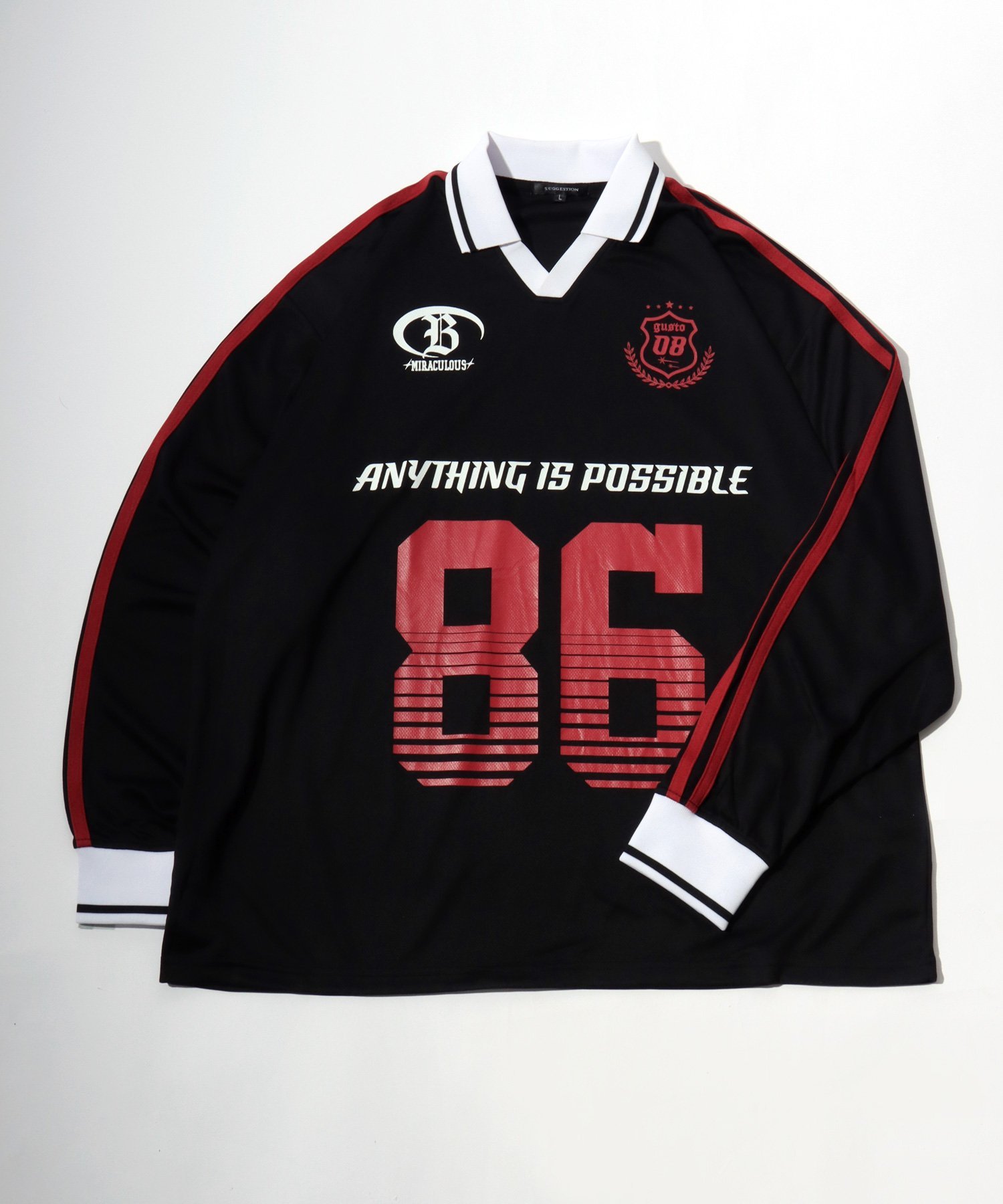 Salong hameu ゲームシャツ 長袖 Tシャツ ロンT サッカー ユニフォーム デザイン メンズ レディース ユニセックス オーバーサイズ サロンハミュー トップス カットソー・Tシャツ ネイビー ホワイト ブラック