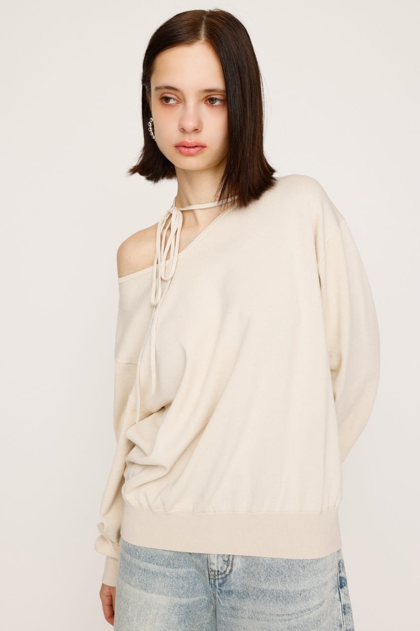 SLY ASYMMETRY NECK LOOSE トップス スライ トップス ニット レッド ブラック グレー【送料無料】