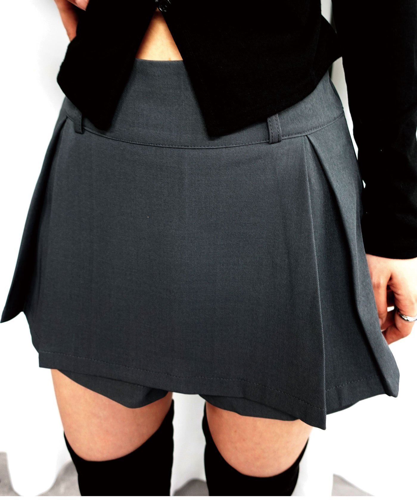 Lots of Love 【 インパン裏地付 】ボックスプリーツレイヤードミニスカート コーナーズ スカート ミニスカート ホワイト ブラック ベージュ グレー【送料無料】