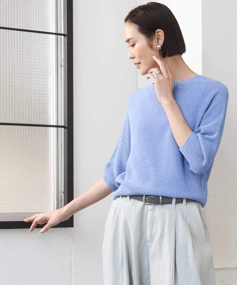 【SALE／50%OFF】MICHEL KLEIN ホールガーメント(R)ラグランラメニット ミッシェルクラン トップス ニット ホワイト ベージュ【送料無料】