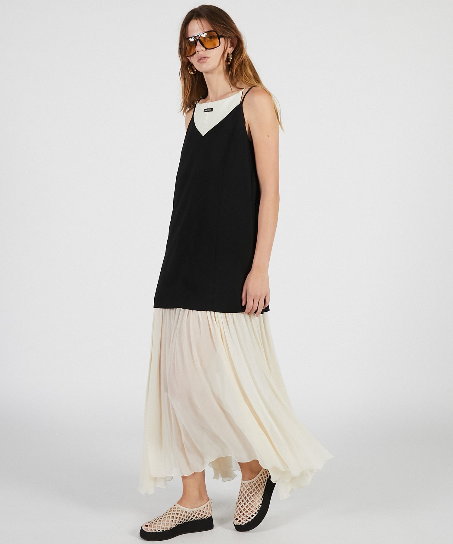 PRANK PROJECT コントラストファブリックキャミドレス / Contrast Fabric Cami Dress プランク プロジェクト ワンピース・ドレス ワンピース ブラック ホワイト【送料無料】