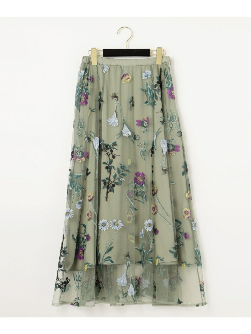 【SALE／30%OFF】GRACE CONTINENTAL ボタニカルembスカート グレースコンチネンタル スカート ロング・マキシスカート カーキグリーン ブラック【送料無料】のサムネイル