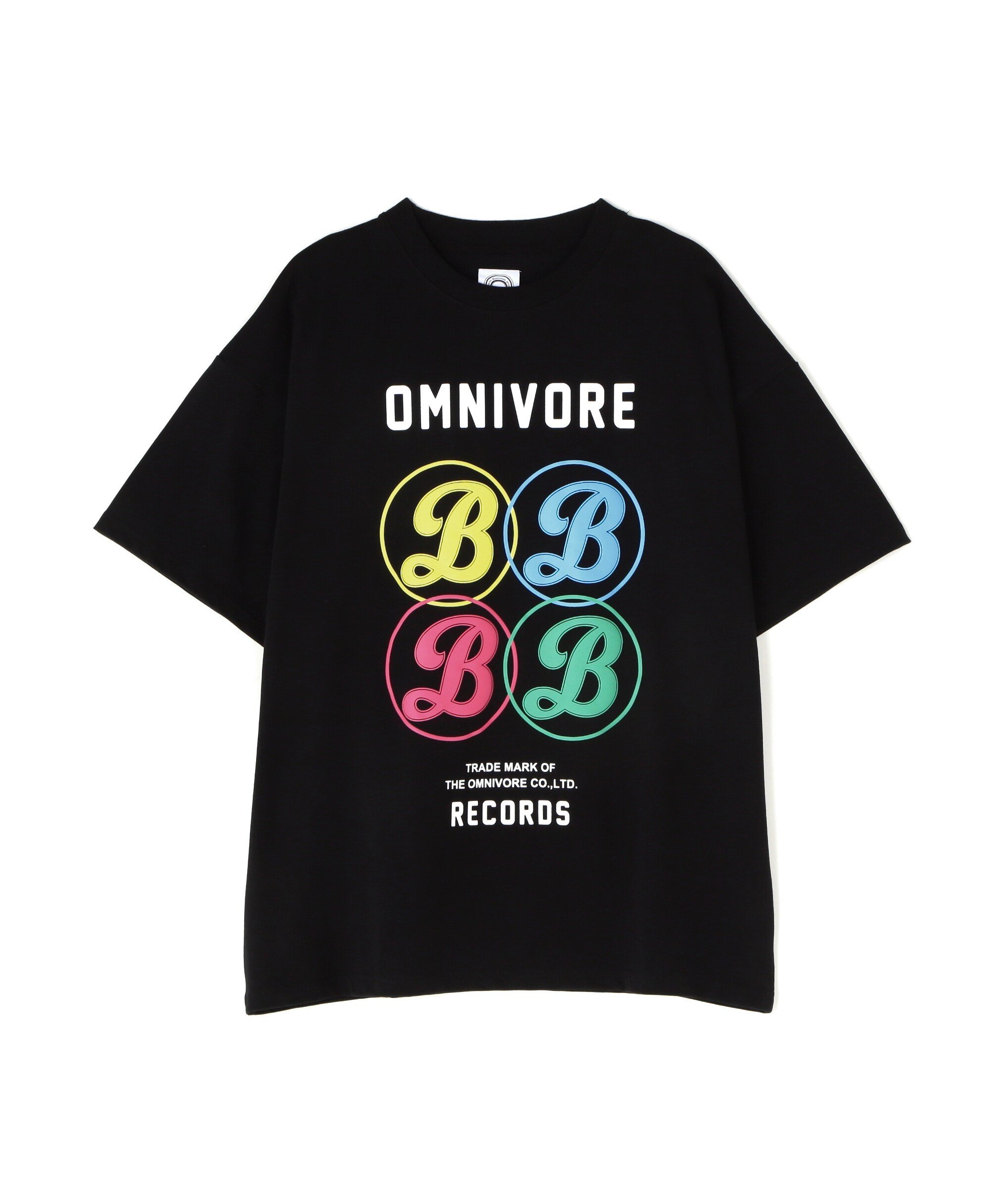 B omnivore/ビーオムニボー RECORD S/S TEE ビーバー トップス カットソー・Tシャツ ブラック ホワイト