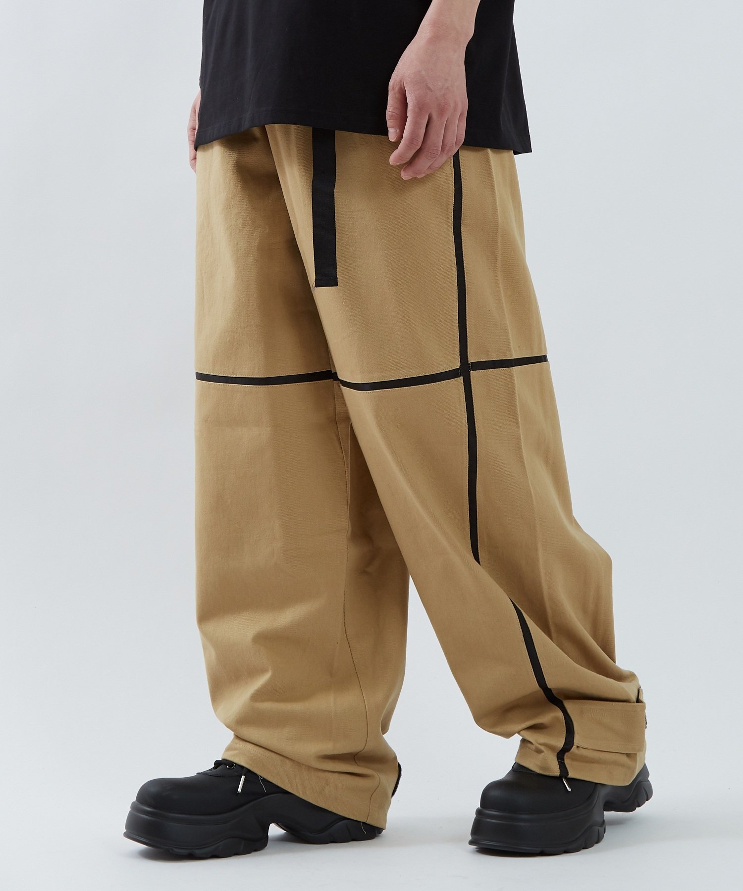 improves ウェビングベルト チノパンツ インプローブス パンツ チノパンツ ベージュ ブラック