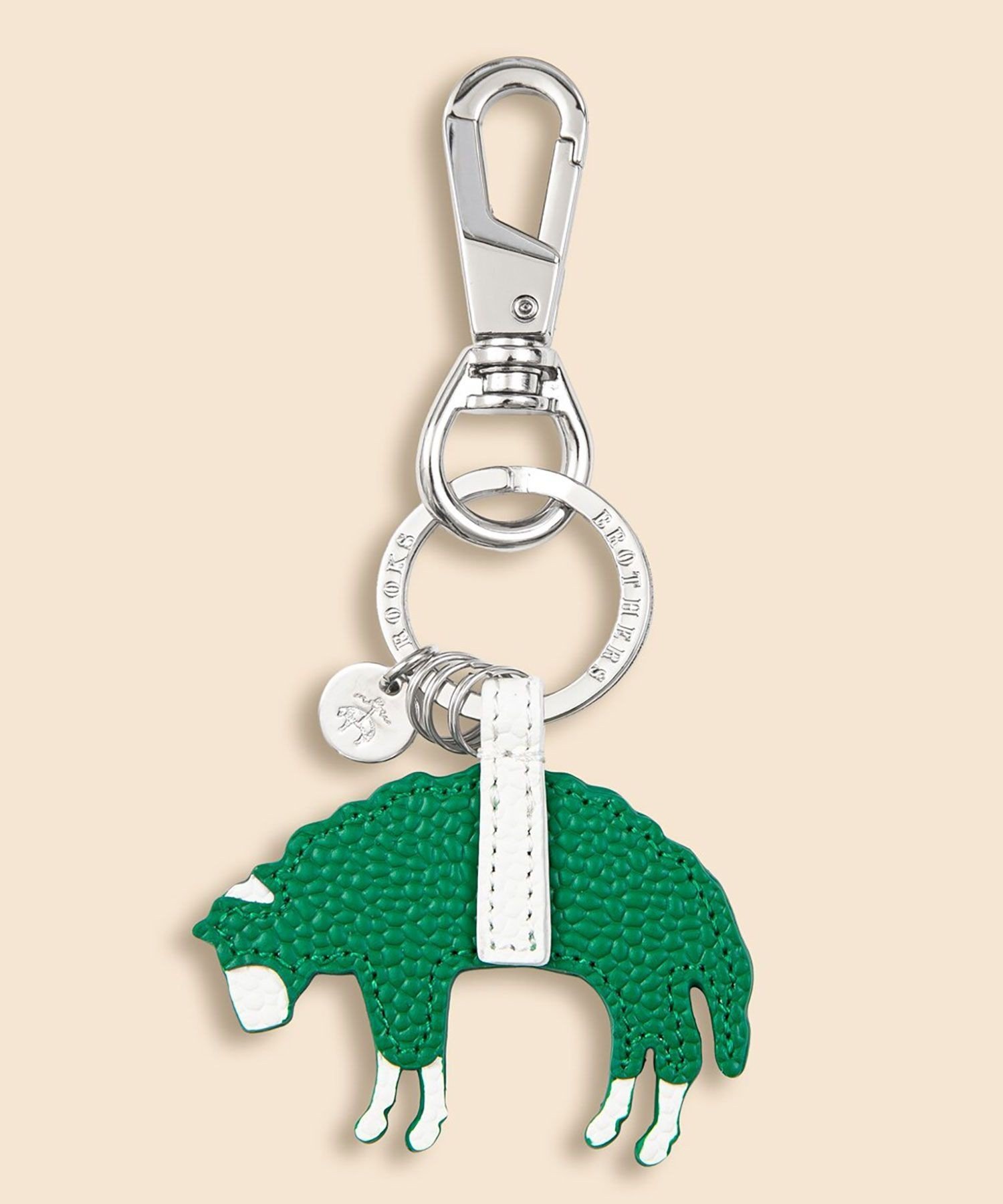 BROOKS BROTHERS カウレザー GFロゴ キーホルダー ブルックス ブラザーズ ファッション雑貨 チャーム・キーチェーン ゴールド グリーン ホワイト【送料無料】