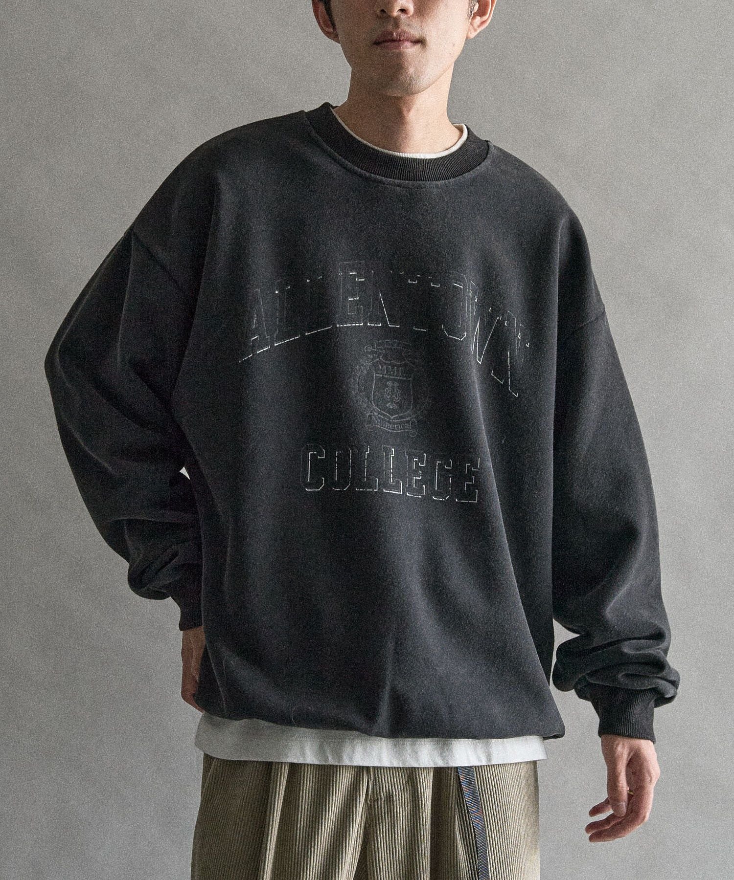 【SALE／50%OFF】CRAFT STANDARD BOUTIQUE スノーウォッシュボンディング裏毛カレッジスウェット クラフトスタンダードブティック トップス スウェット・トレーナー グレー ブラウン ブラック
