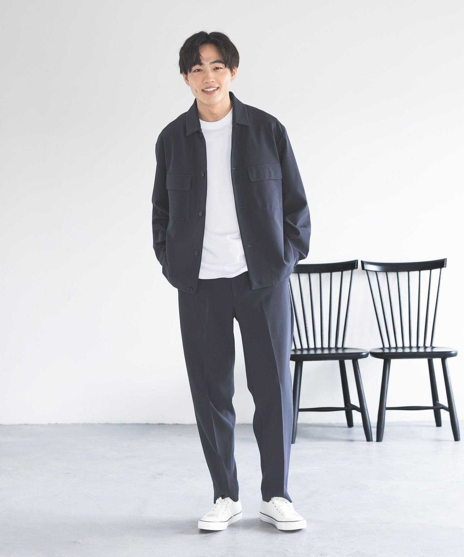 GLOBAL WORK アーバンシャツブルゾン/Wクロス/636795 グローバルワーク トップス シャツ・ブラウス グレー ネイビー【送料無料】