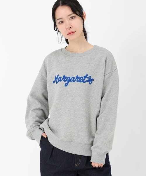 STRAWBERRY-FIELDS ロゴ刺繍裏毛プルオーバー ストロベリーフィールズ トップス カットソー・Tシャツ グレー ホワイト