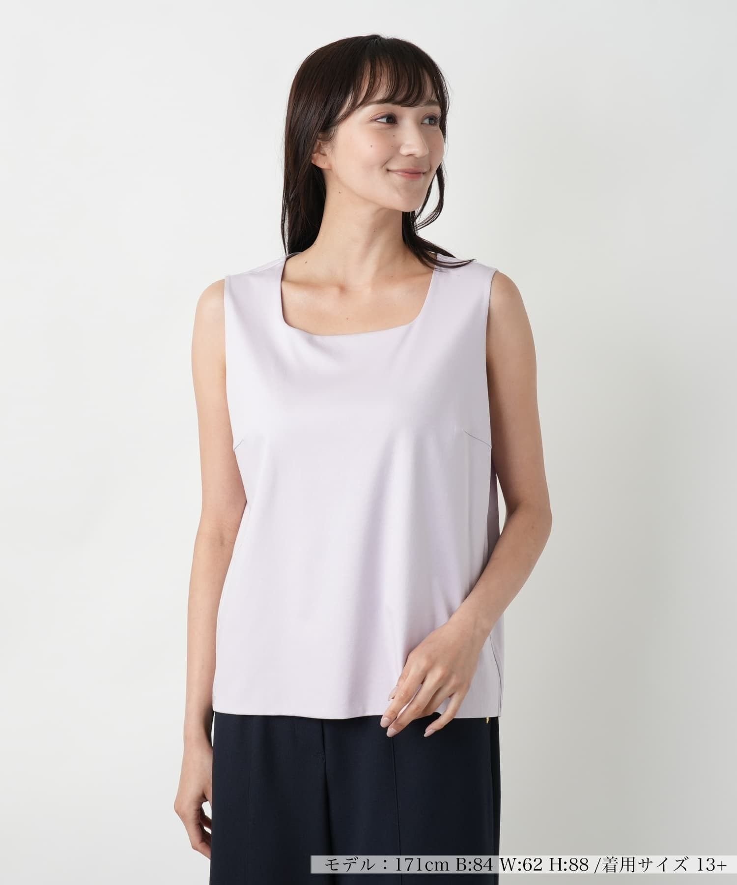 Leilian PLUS HOUSE 【店頭人気】タンクトップ レリアン プラスハウス トップス カットソー・Tシャツ ホワイト パープル