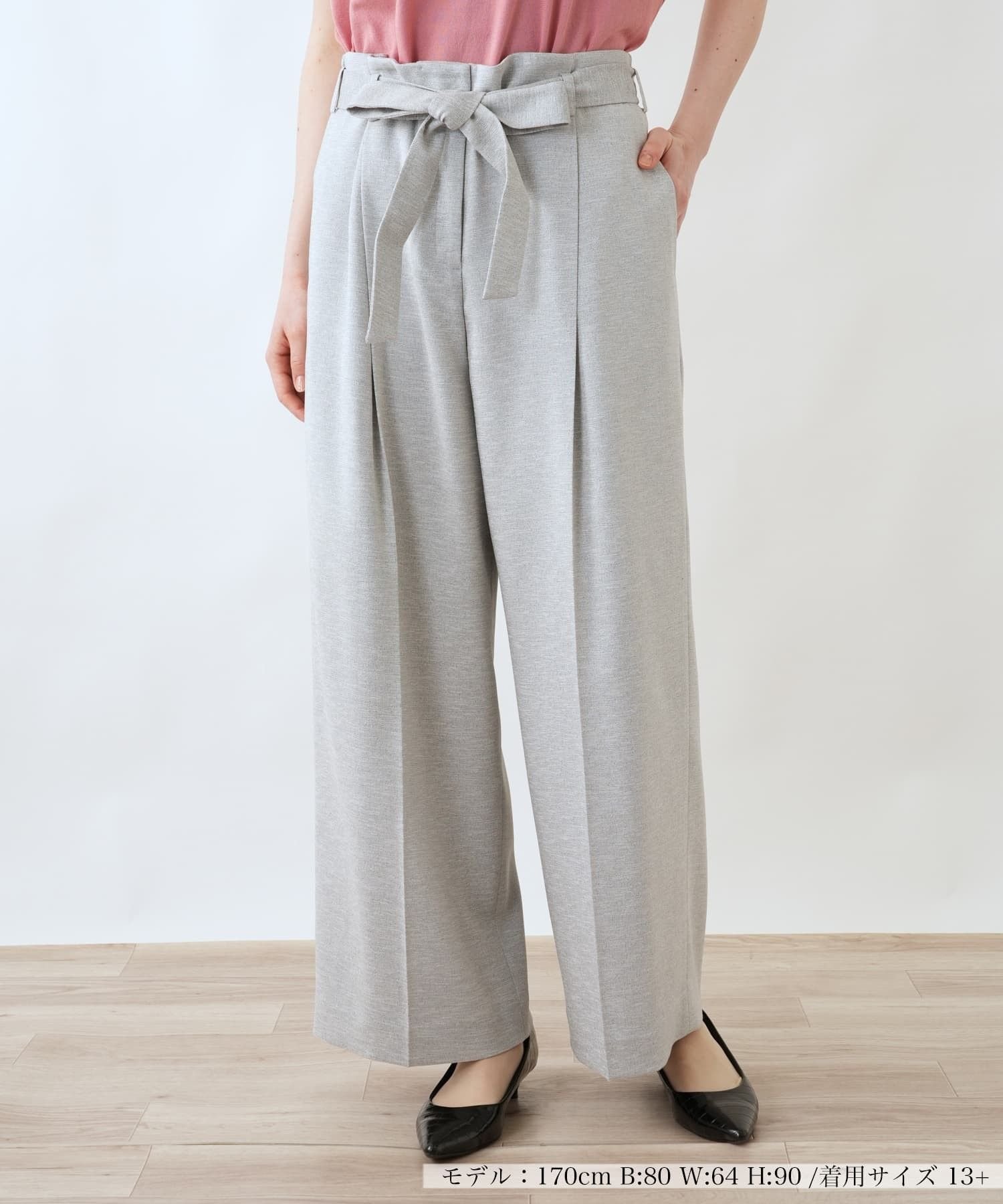 Leilian PLUS HOUSE パンツ【BOURGE】 レリアン プラスハウス パンツ その他のパンツ グレー ホワイト