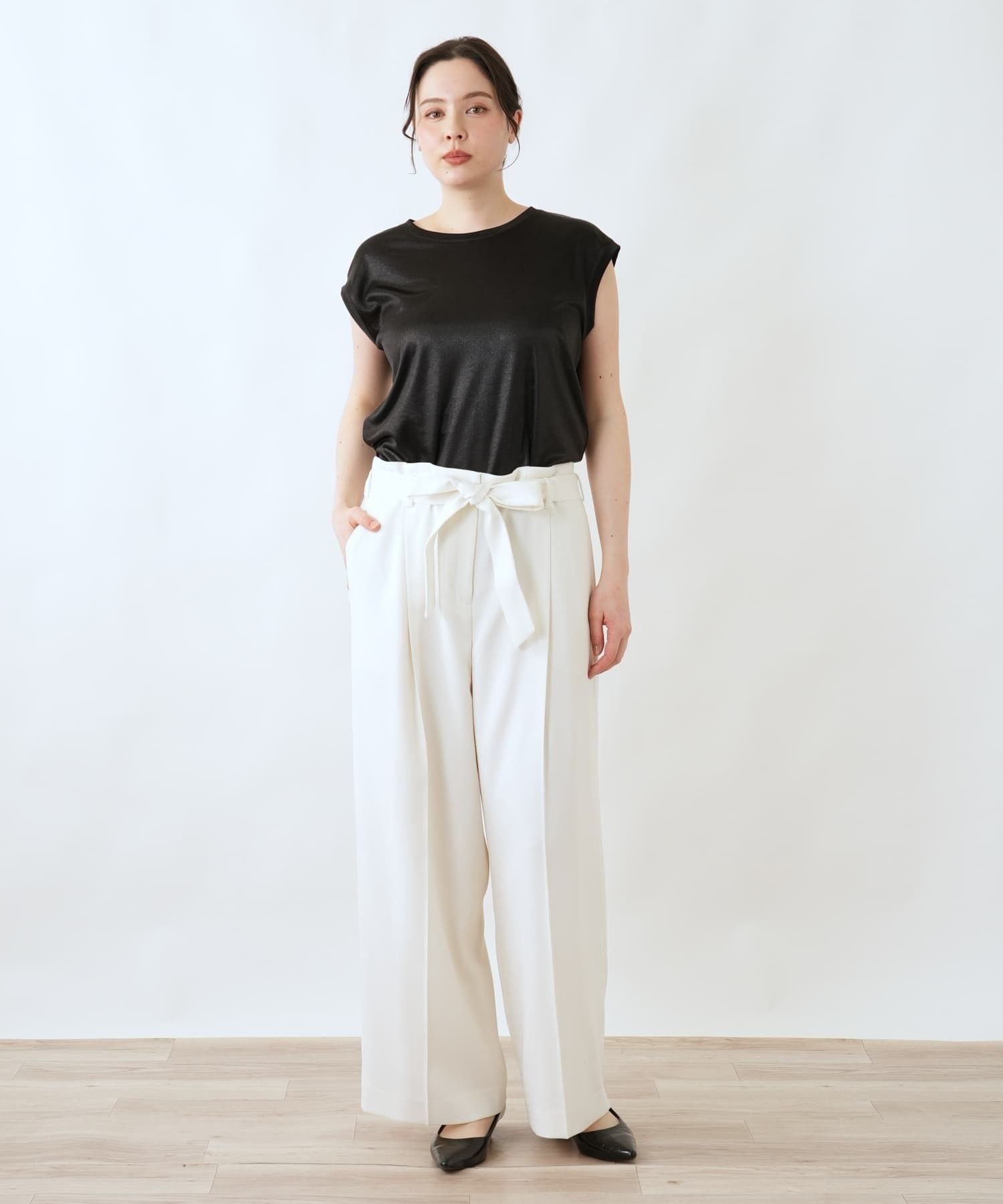 Leilian PLUS HOUSE パンツ【BOURGE】 レリアン プラスハウス パンツ その他のパンツ グレー ホワイト