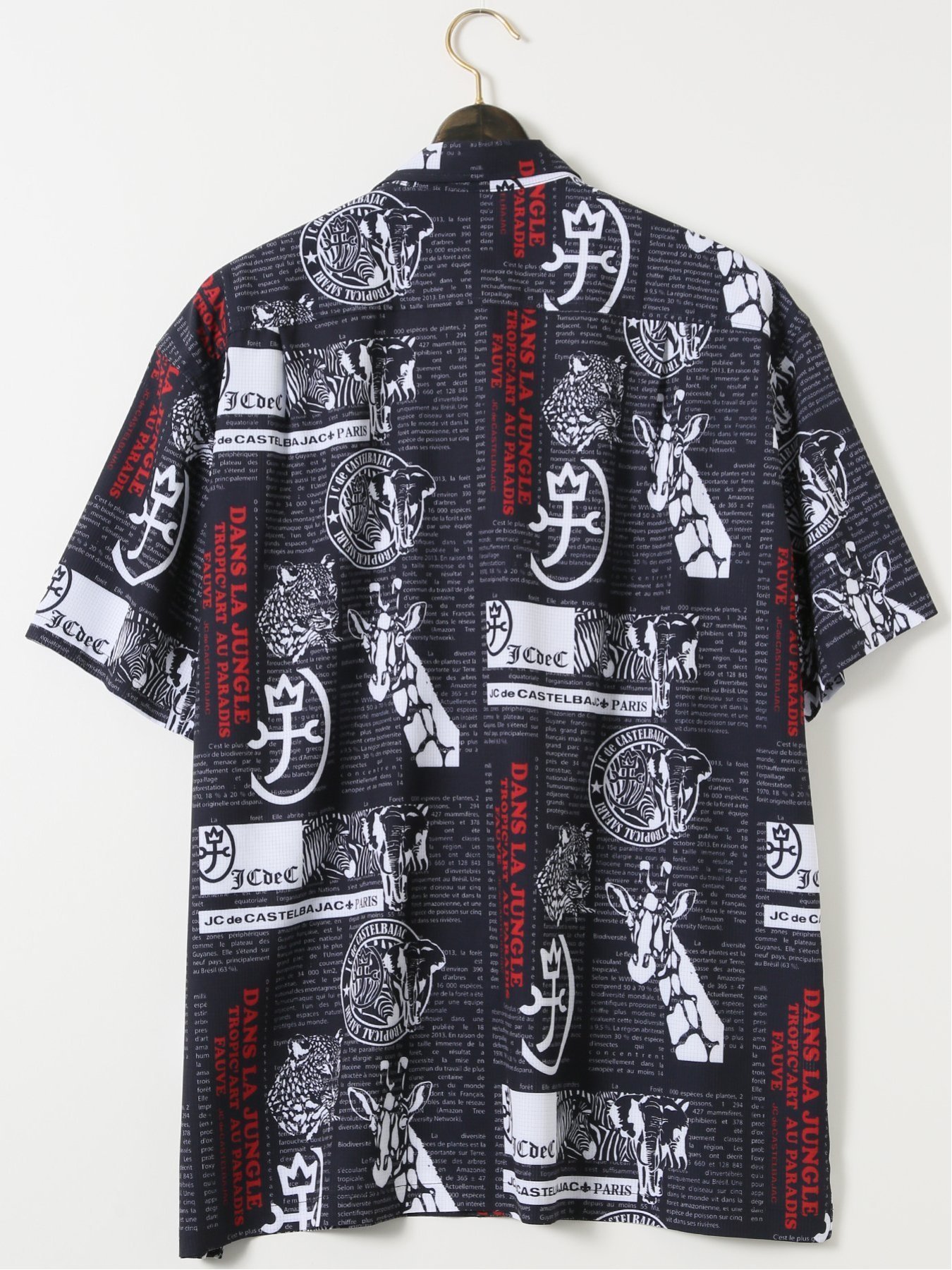 【SALE／10%OFF】GRAND-BACK 【大きいサイズ】カステルバジャック/CASTELBAJAC ストレッチ 総柄 プリント レギュラーカラー 半袖 シャツ タカキュー トップス シャツ・ブラウス ネイビー【送料無料】