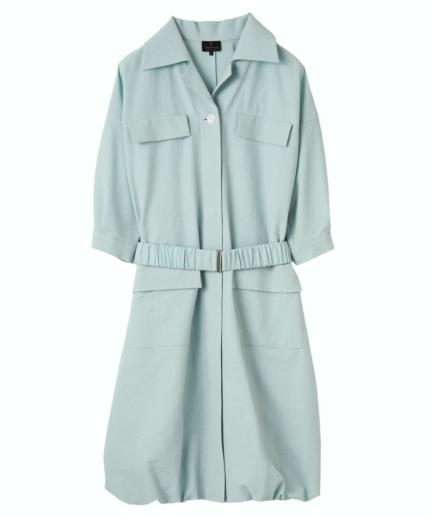 【SALE／50%OFF】LANVIN COLLECTION オープンカラーバルーンワンピース ランバン コレクション ワンピース・ドレス ワンピース ブルー ブラック【送料無料】