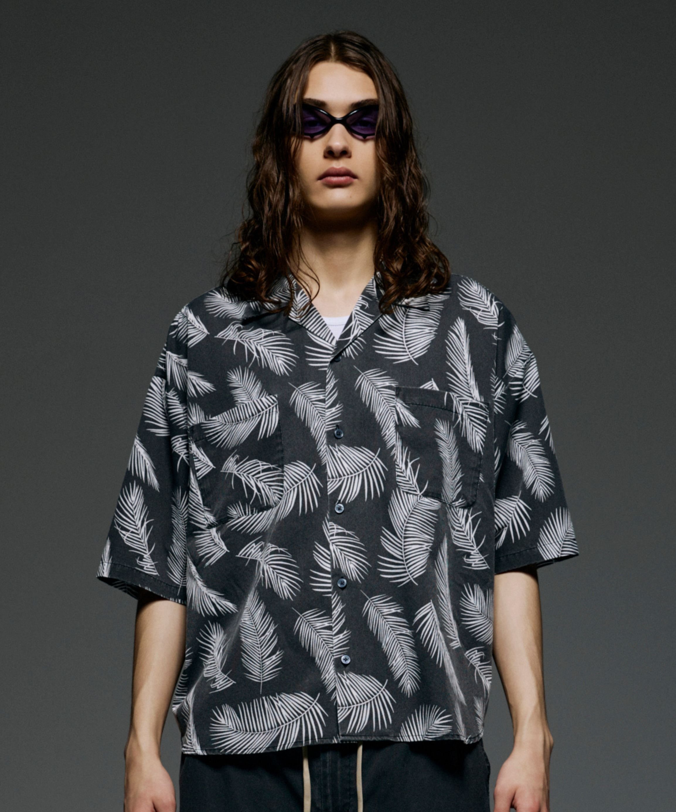 B omnivore/ビーオムニボー PIGMENT WIND CLOTH SHIRT ピグメントウインドクロスシャツ ビーバー トップス シャツ・ブラウス グリーン ブラック