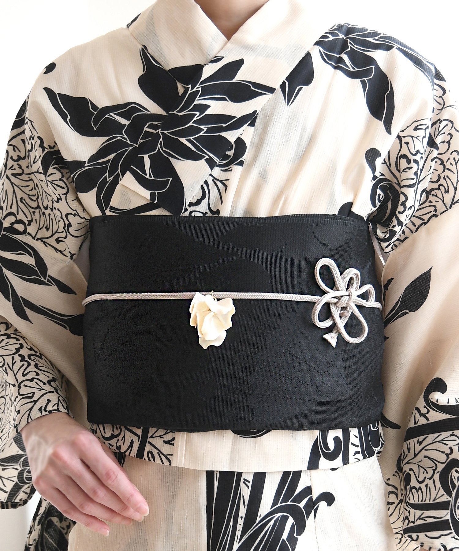 utatane utatane 兵児帯 単品 紋紗織｜扇面・ブラック ウタタネ 着物・浴衣・和装...