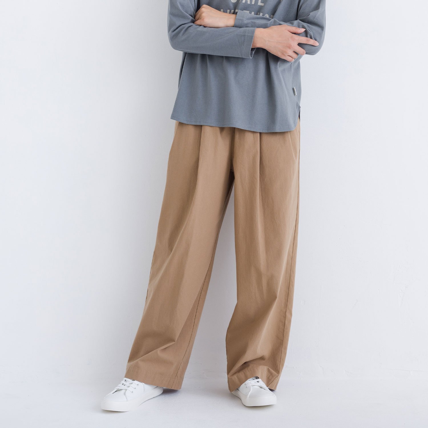 kermu コットンチノ リラクシーワイドタックロングパンツ 11355 ケルム パンツ チノパンツ グレー ベージュ