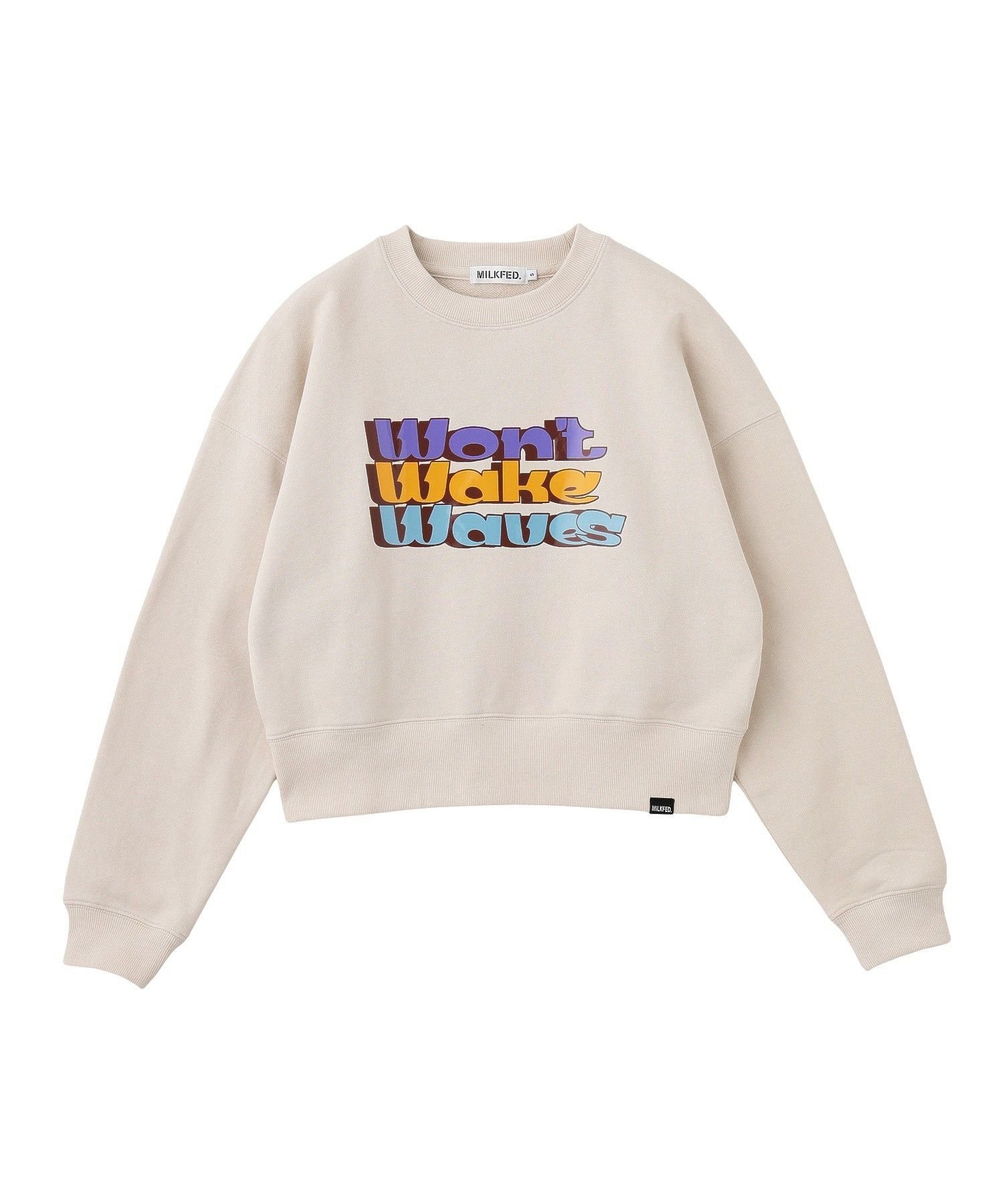MILKFED. THREE-TIERED LOGO CLEAR PRINT SHORT CREW SWEAT ミルクフェド トップス スウェット・トレーナー ブラック ホワイト【送料無料】