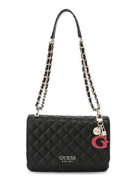 GUESS (W)Convertible Crossbody Flap ゲス バッグ ハンドバッグ ブラック レッド【送料無料】