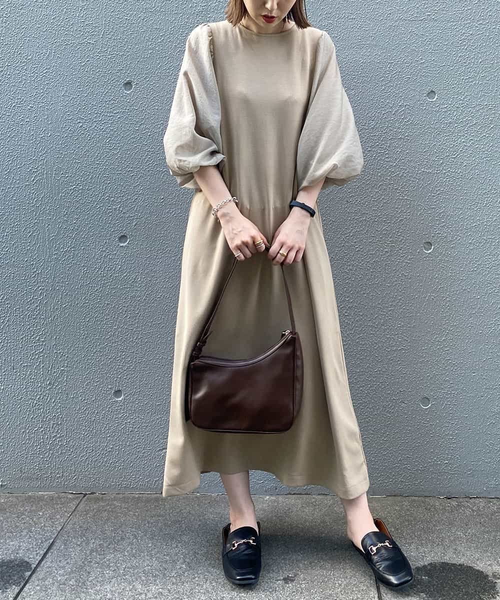 【SALE／50%OFF】a.v.v シアーパフスリーブワンピース アー・ヴェ・ヴェ ワンピース・ドレス その他のワンピース・ドレス ブラック ベージュのサムネイル