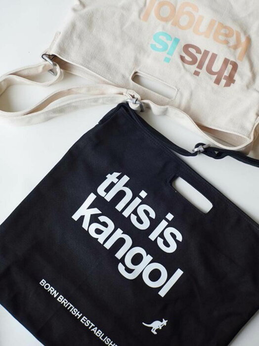 KANGOL dictionary/(W)【KANGOL / カンゴール】 2WAYロゴキャンパス トートバッグ ラグナグ バッグ トートバッグ ブラック ホワイト