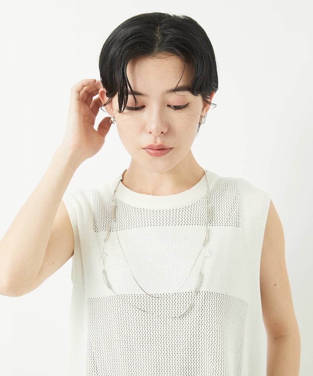 【SALE／50%OFF】GEORGES RECH（小さいサイズ） [日本製]メタルパーツ2連ネックレス メゾンドゥサンク アクセサリー・腕時計 ネックレス シルバー【送料無料】