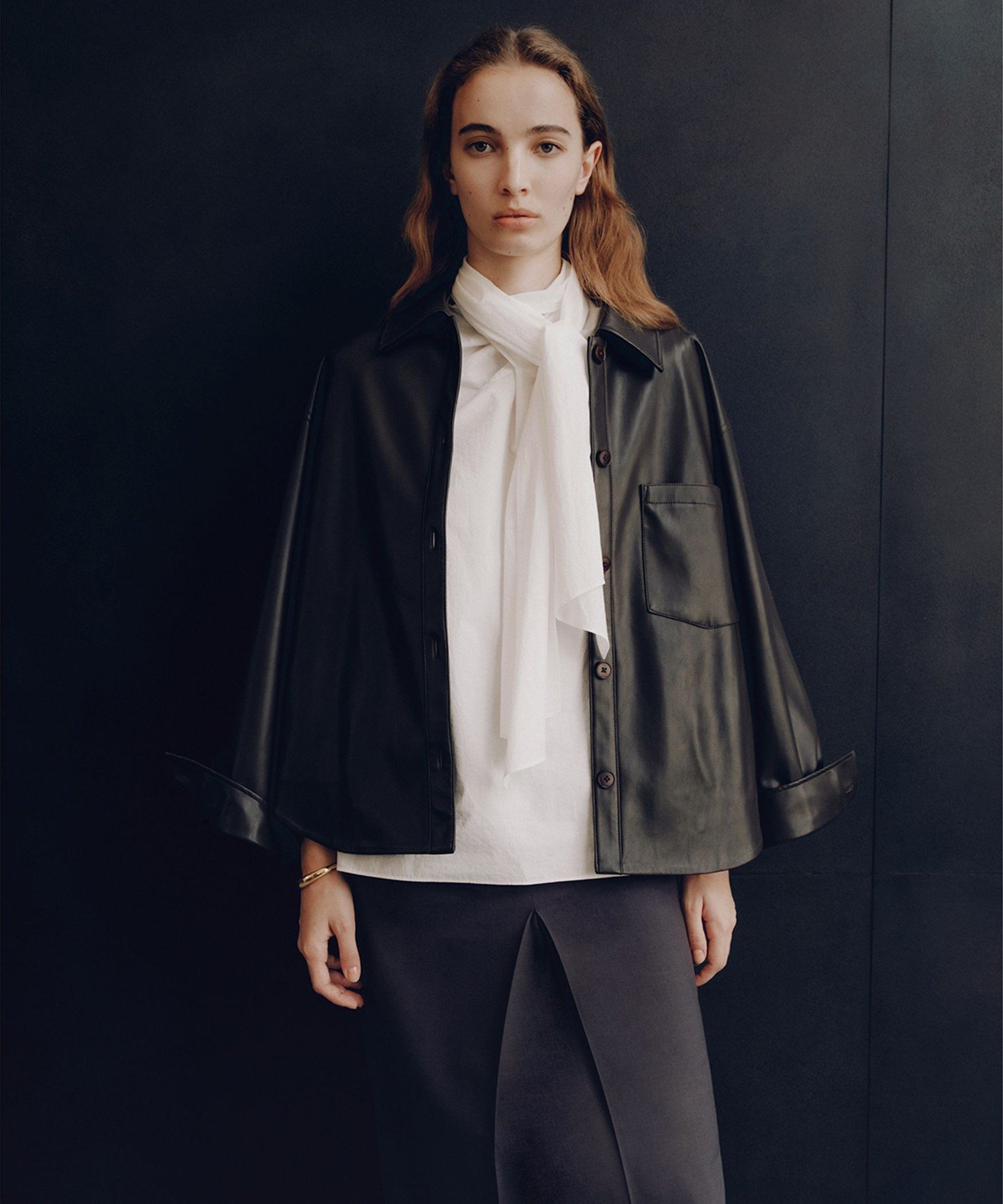 Demi-Luxe BEAMS フェイクレザー シャツジャケット デミルクス ビームス ジャケット・アウター その他のジャケット・アウター ブラウン ブラック【送料無料】