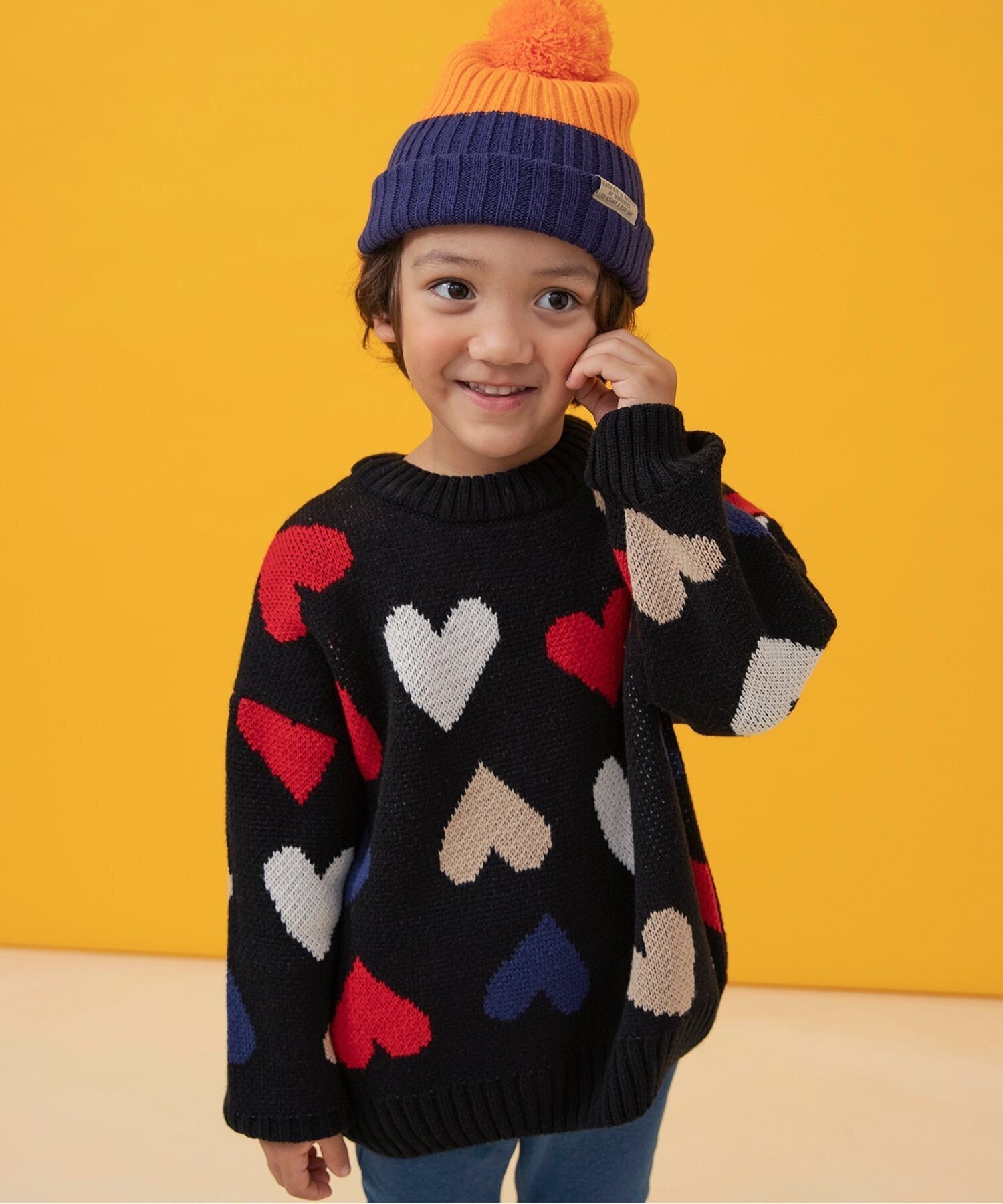 BREEZE 【リンク】総柄バリエーションニット エフオーオンラインストア トップス ニット グリーン ブルー ベージュ ブラウン ブラックのサムネイル