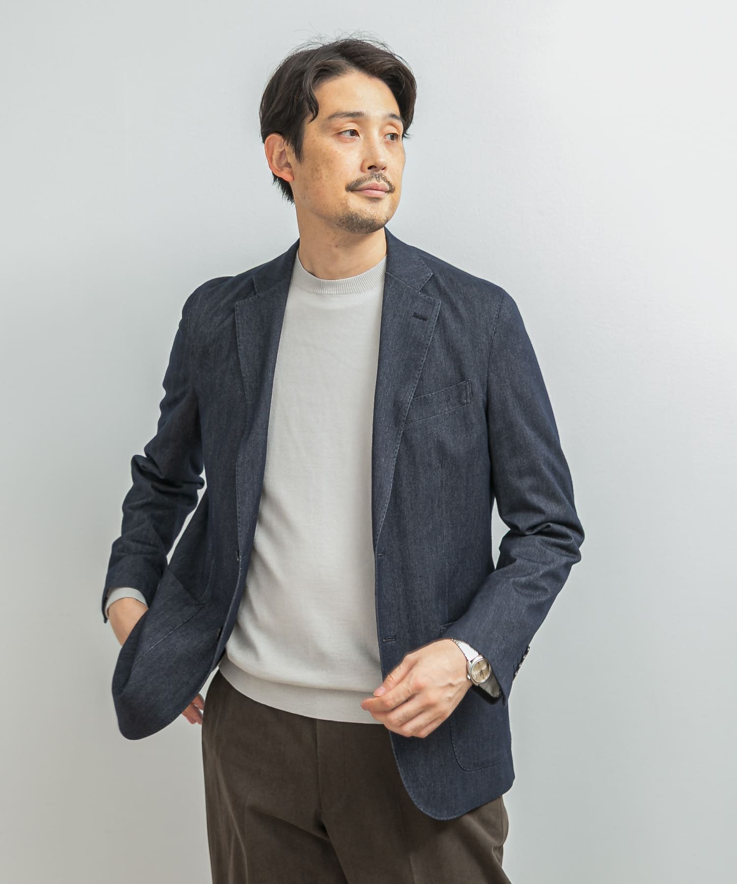 【SALE／60%OFF】URBAN RESEARCH DOORS LIFE STYLE TAILOR デニムライクニットジャケット アーバンリサーチドアーズ ジャケット・アウター テーラードジャケット・ブレザー ネイビー【送料無料】