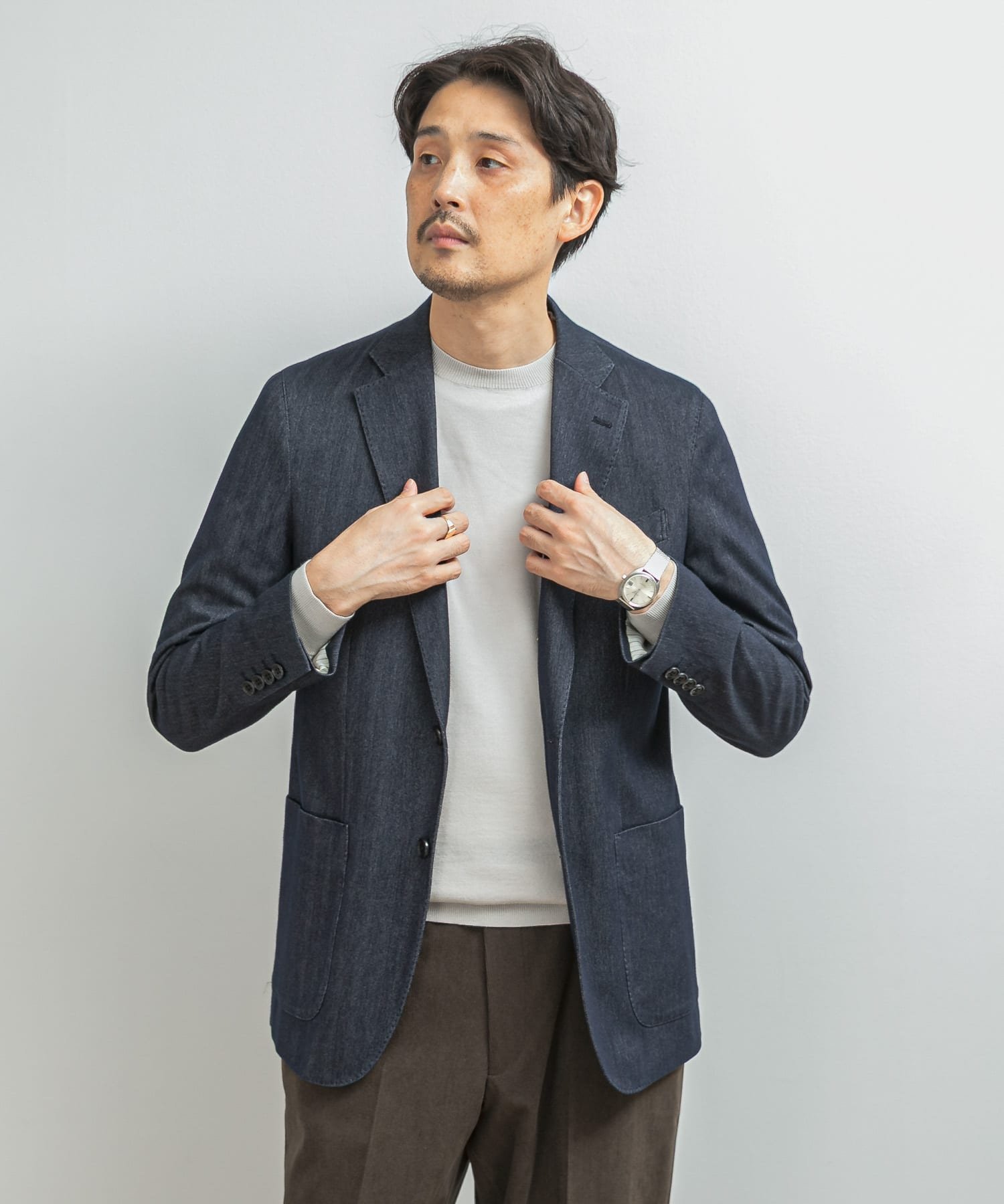【SALE／60%OFF】URBAN RESEARCH DOORS LIFE STYLE TAILOR デニムライクニットジャケット アーバンリサーチドアーズ ジャケット・アウター テーラードジャケット・ブレザー ネイビー【送料無料】