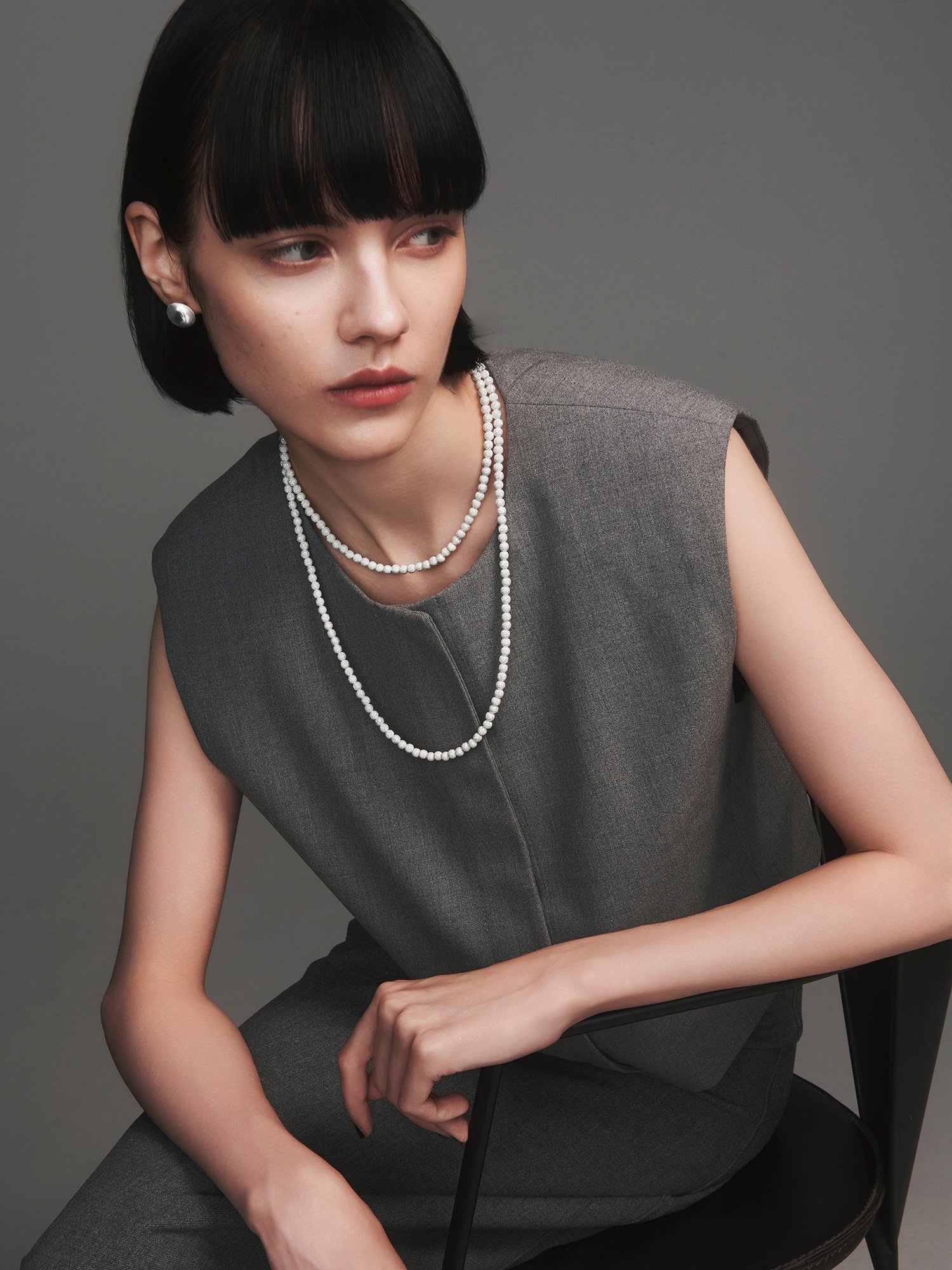 quip queint quip queint/powdia long necklace/ポウディア ロング ネックレス ボール フォブ アクセサリー・腕時計 ネックレス ホワイト【送料無料】