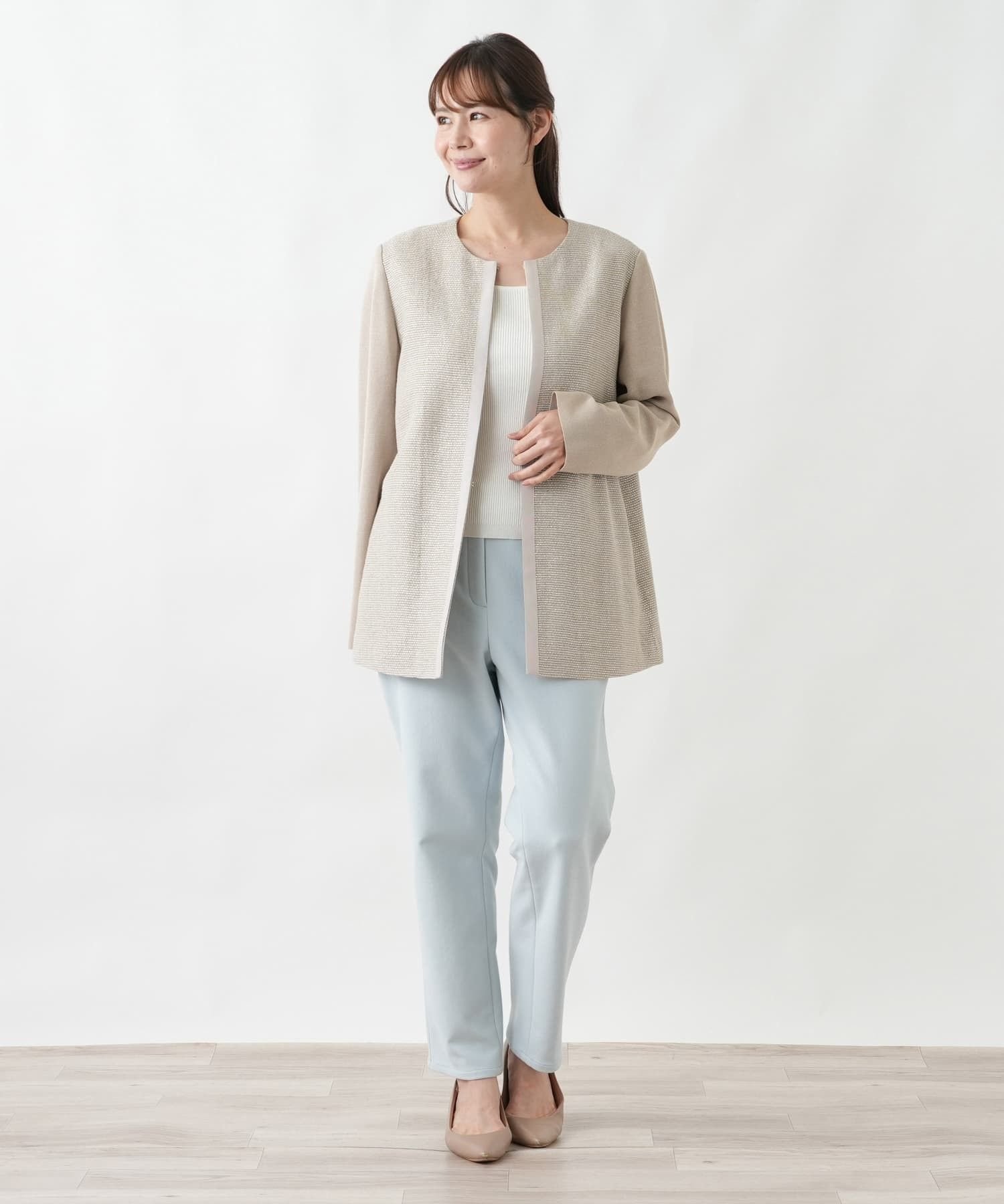 Leilian PLUS HOUSE ロングジャケット レリアン プラスハウス ジャケット・アウター テーラードジャケット・ブレザー ブラウン