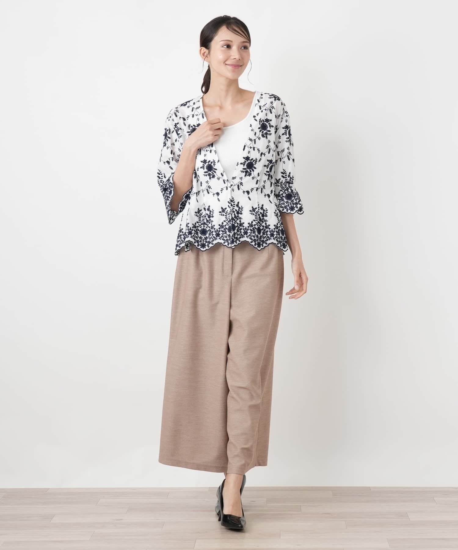 Leilian PLUS HOUSE 羽織ブラウス レリアン プラスハウス トップス シャツ・ブラウス ネイビー