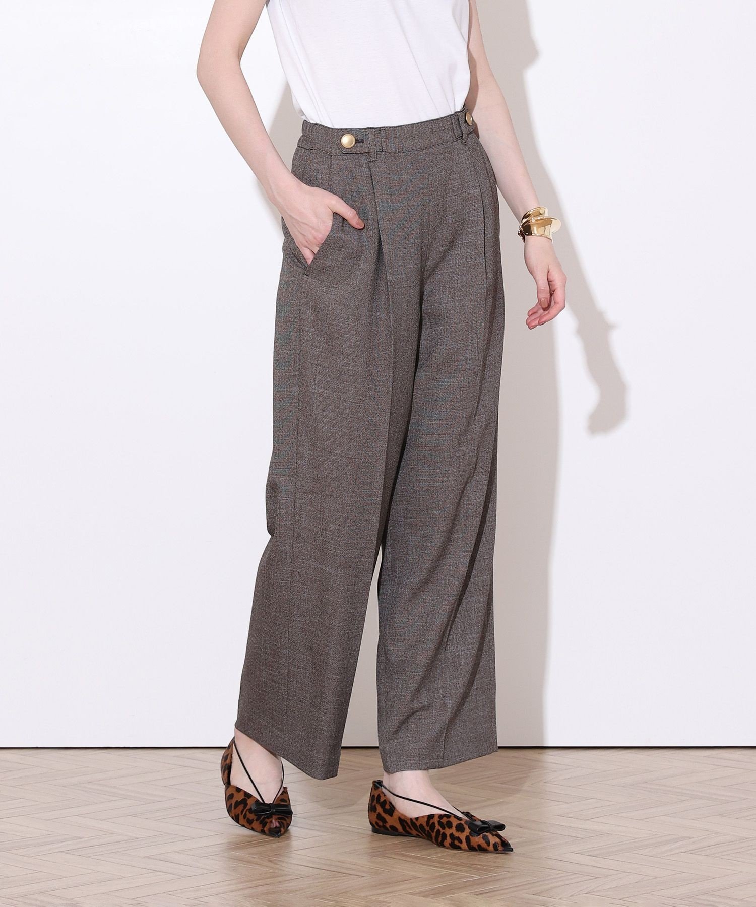 PLUM MIX タックパンツ アルアバイル パンツ その他のパンツ ブラック ブラウン