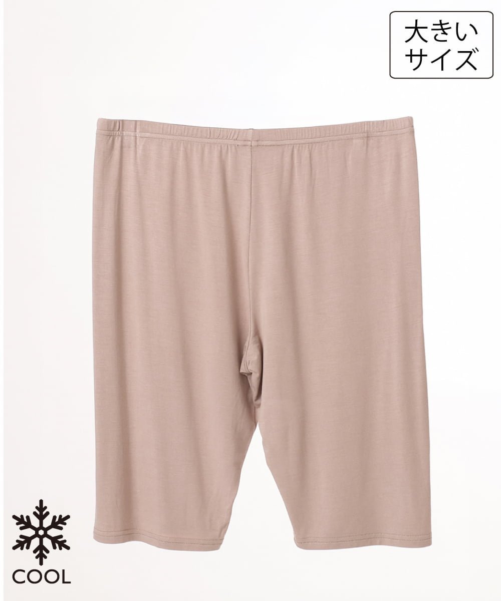eur3 【大きいサイズ/接触冷感】5分丈レギンス エウルキューブ 靴下・レッグウェア その他の靴下・レッグウェア ベージュ ブラック