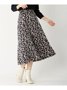 【SALE/20%OFF】J.PRESS 【洗える】ポリエステル ピーチサテンフラワープリント スカート ジェイプレス スカート ロングスカート ネイビー【送料無料】