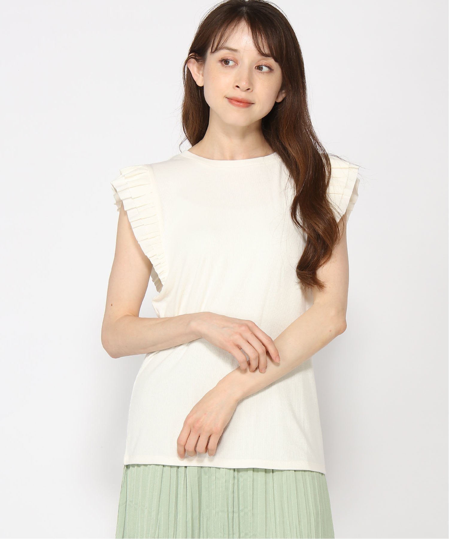 【SALE／42%OFF】GAP (W)フラッタースリーブ リブトップス ギャップ トップス カットソー・Tシャツ ホワイト パープル イエロー ブラックのサムネイル